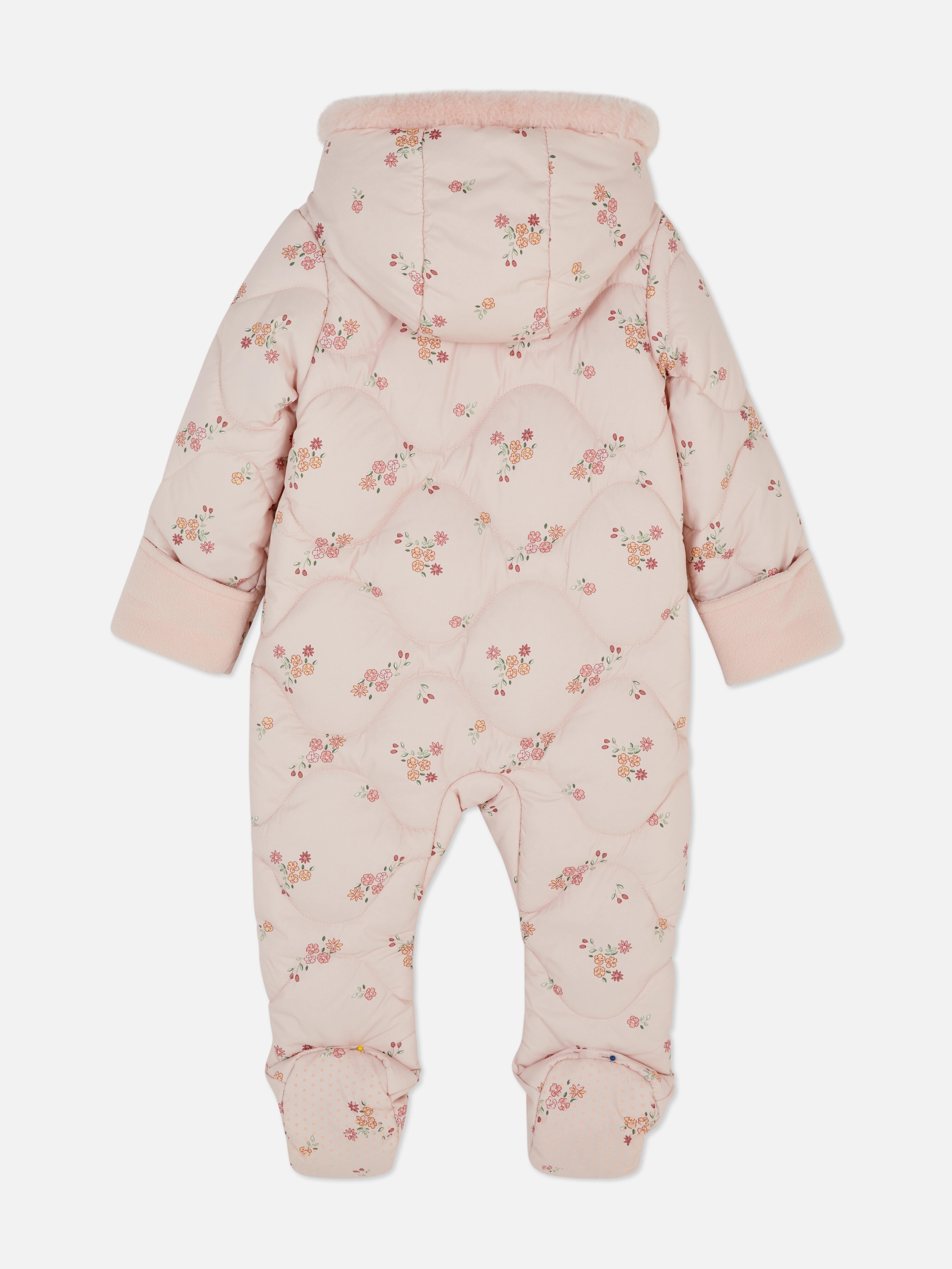 0-18mths | Floral Zip-Up Newborn Pramsuit