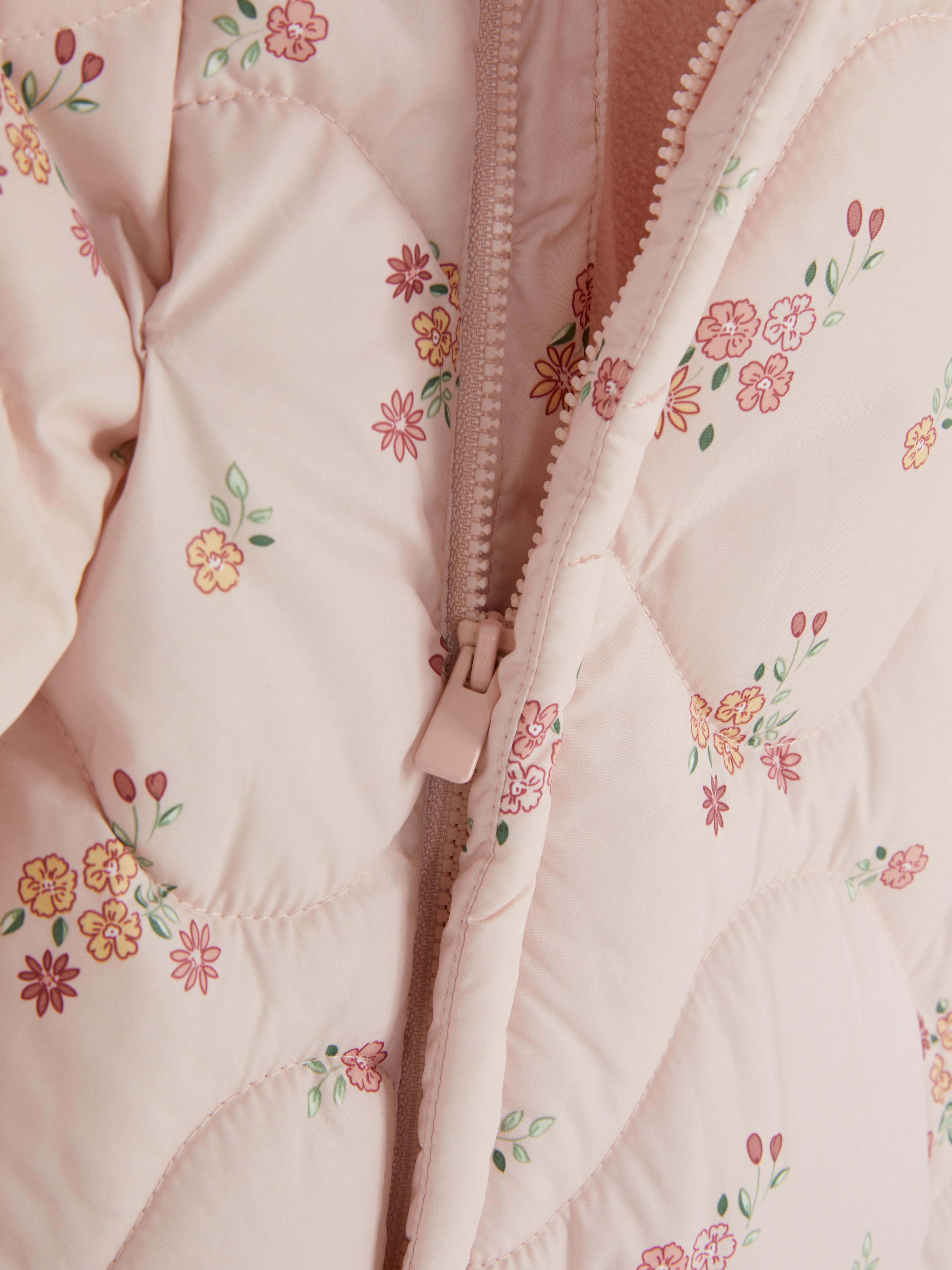 0-18mths | Floral Zip-Up Newborn Pramsuit