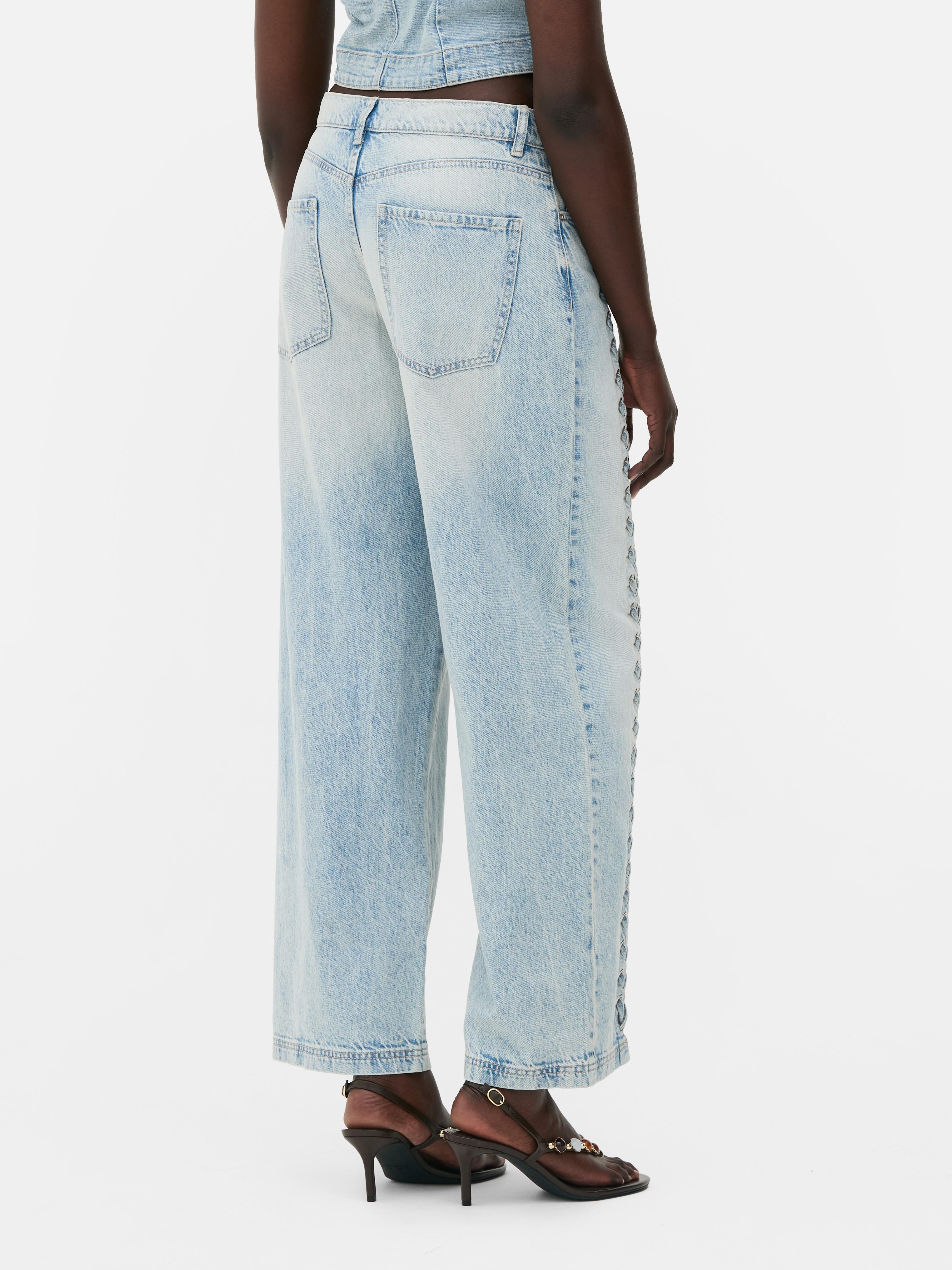 Pantalon Mujer BNWT RITA ORA X PRIMARK Blue Denim High Waist Wide