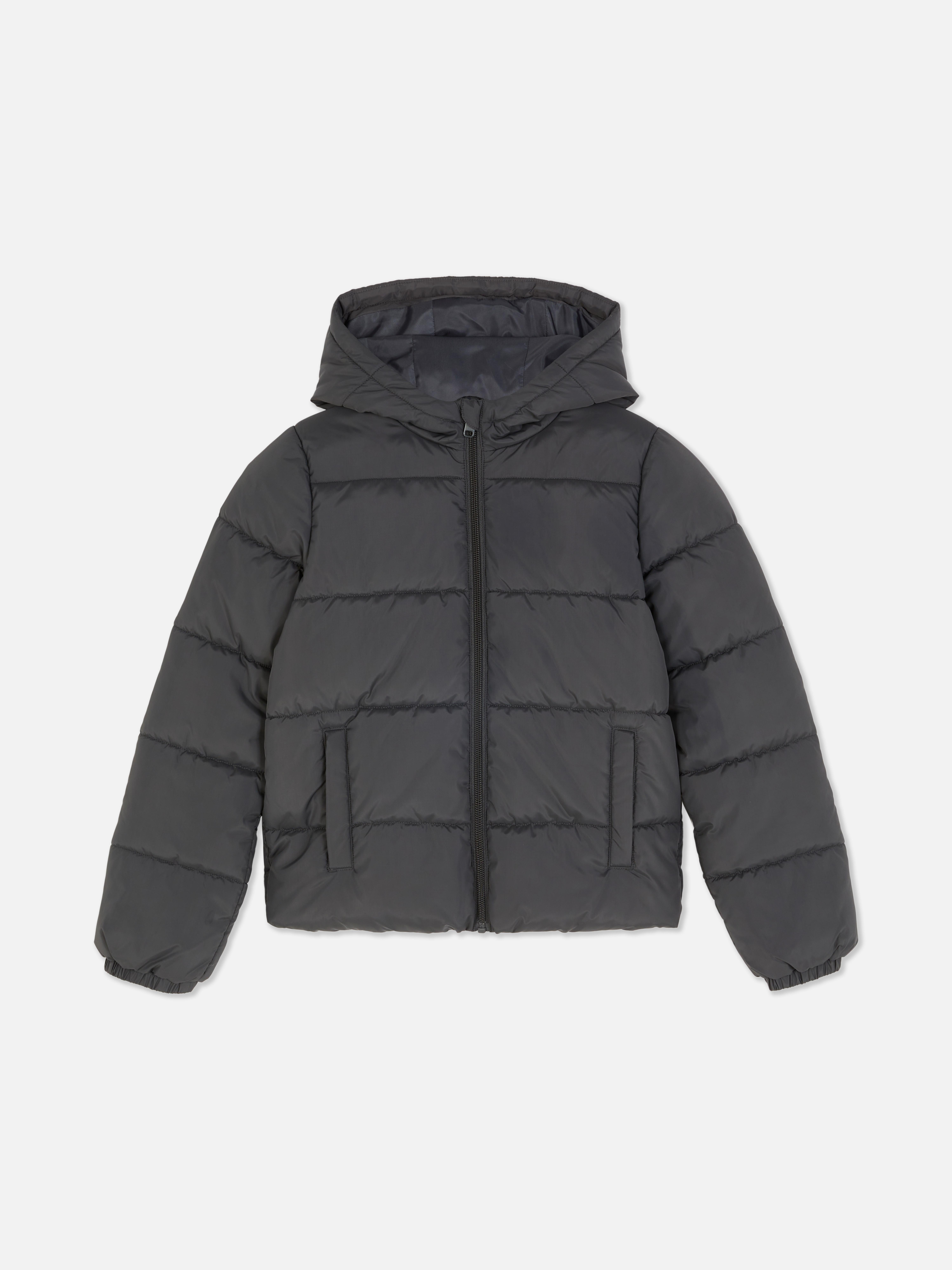 Pufferjacke mit Kapuze und Reißverschluss