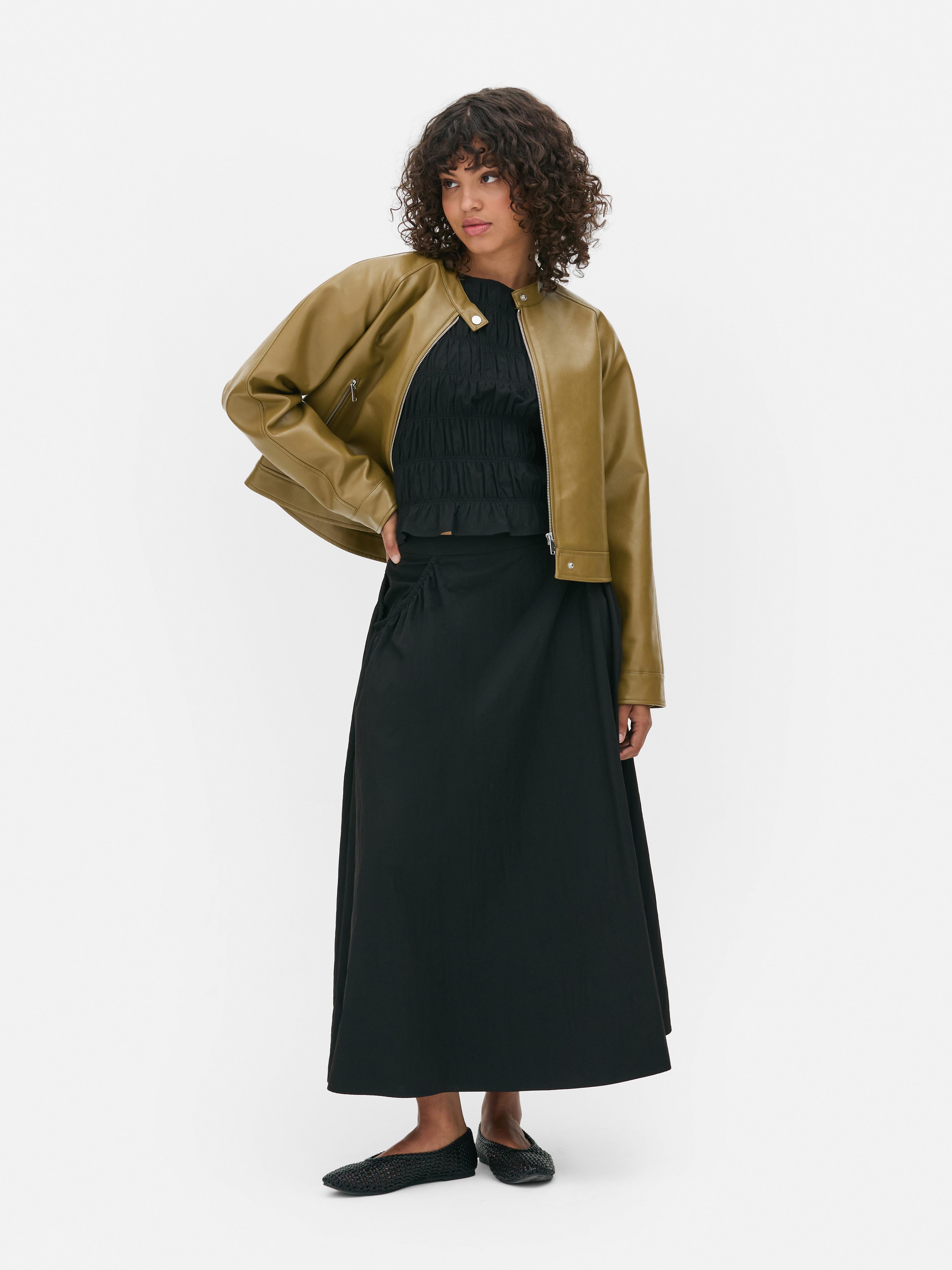 Faux Leather Zip-Up Jacket