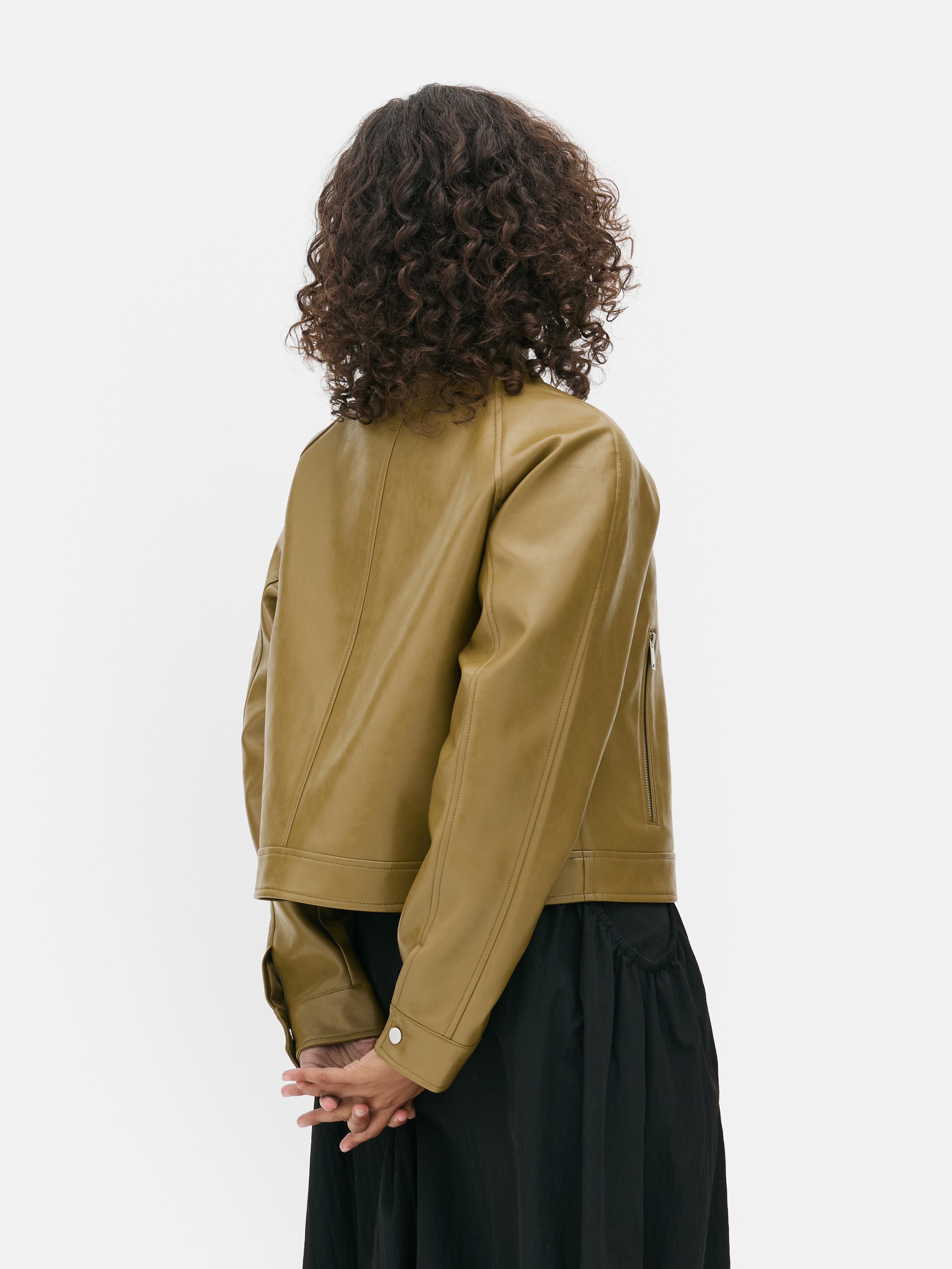 Faux Leather Zip-Up Jacket