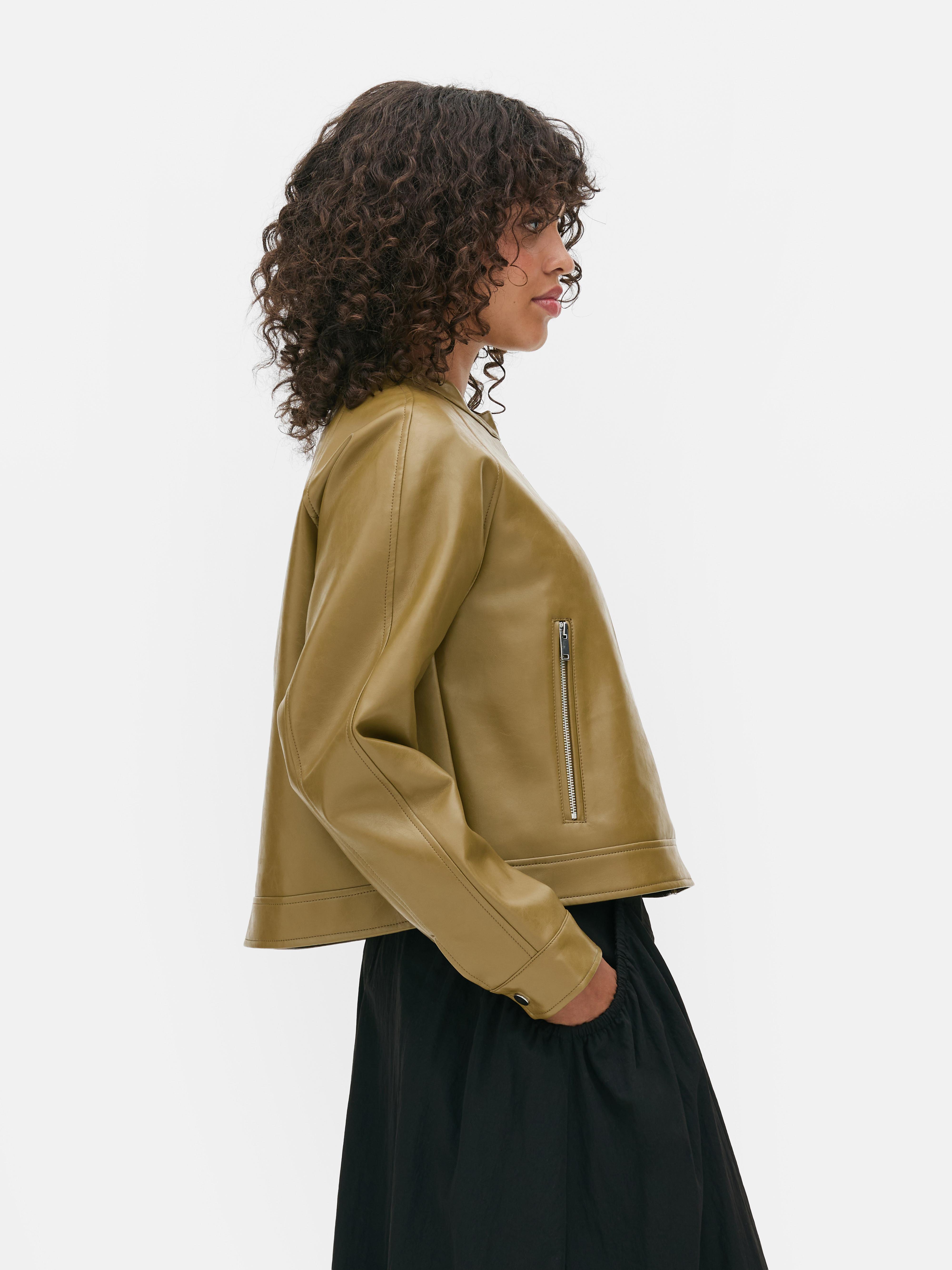 Faux Leather Zip-Up Jacket