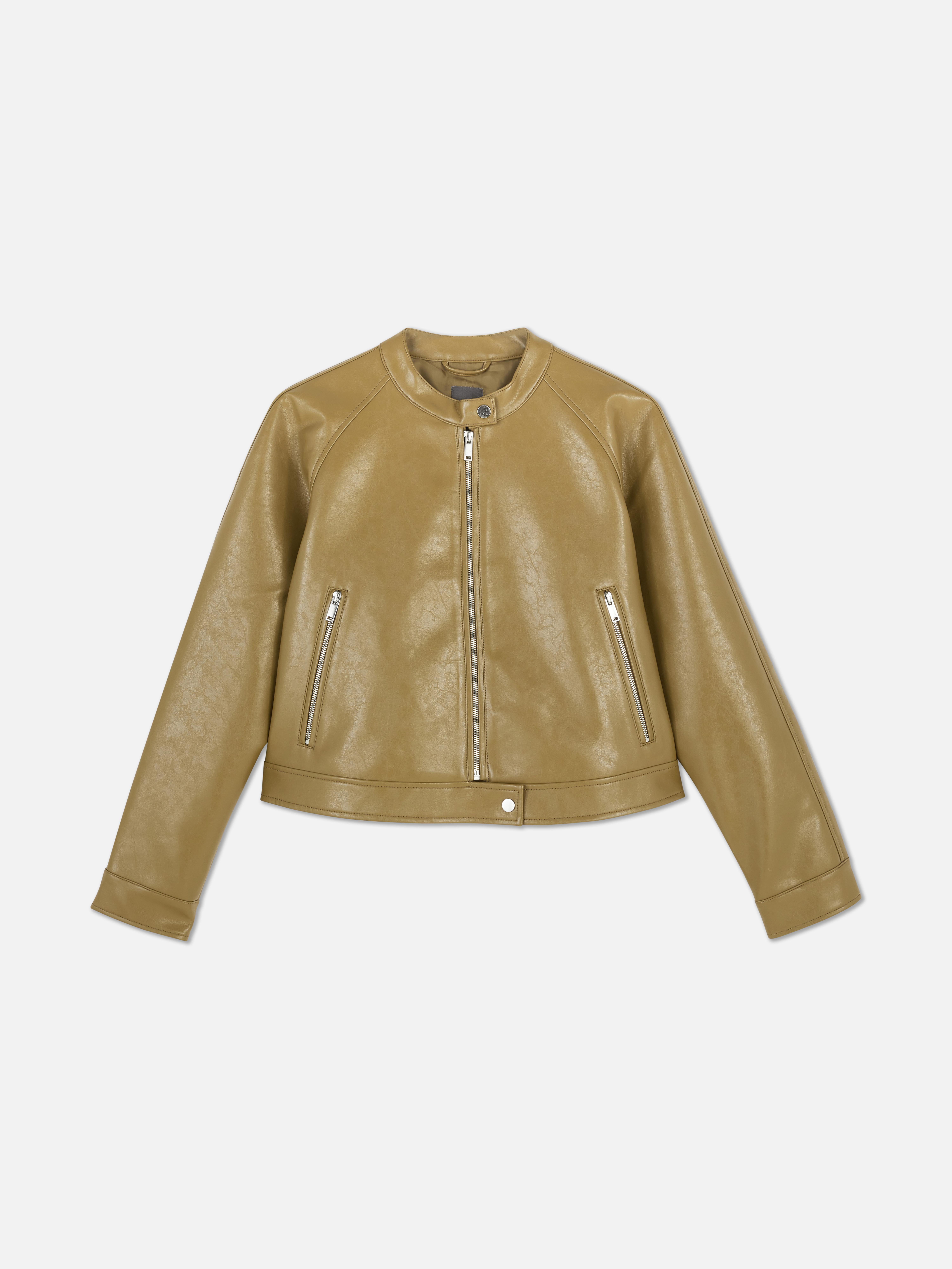 Faux Leather Zip-Up Jacket
