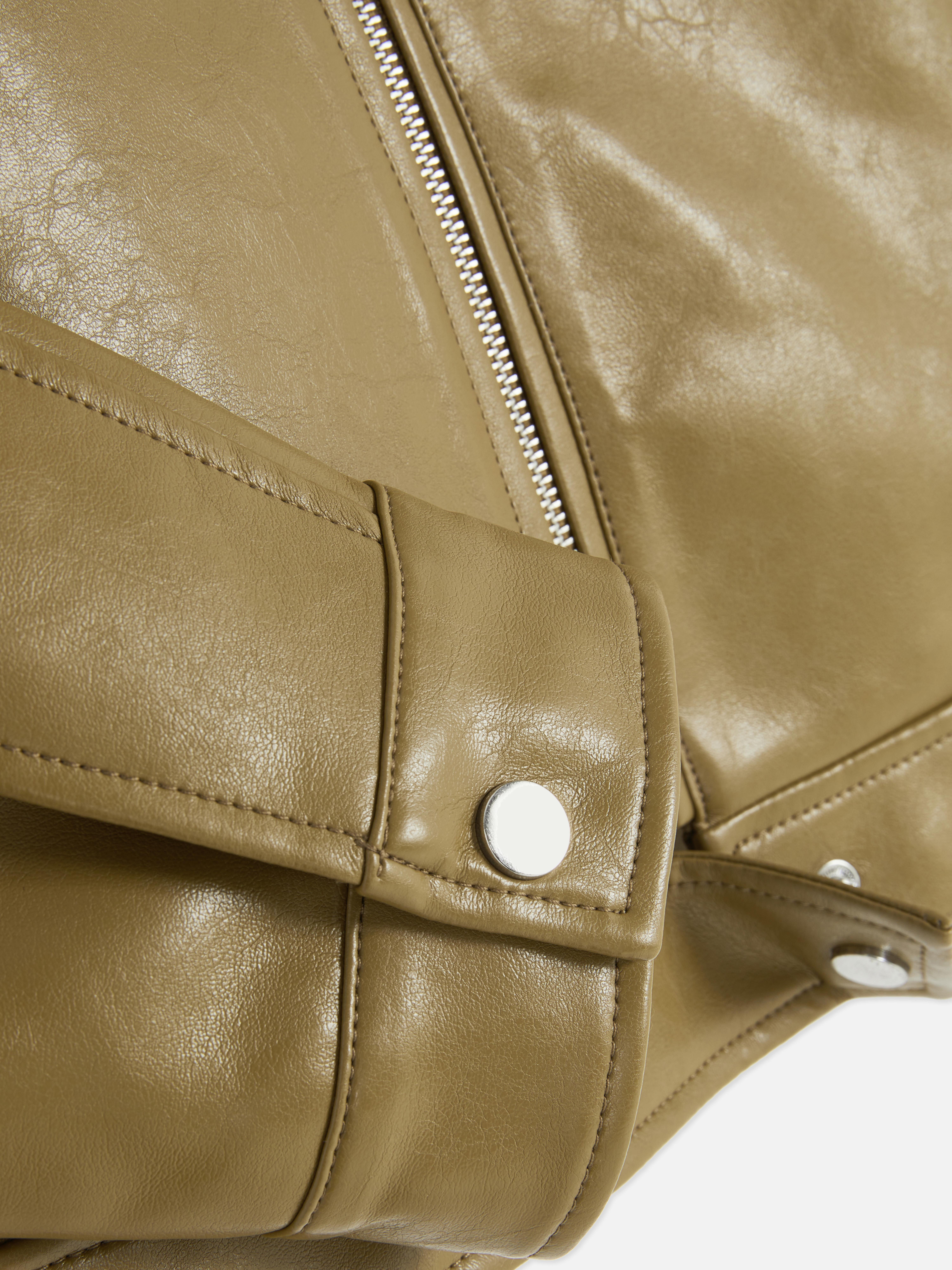 Faux Leather Zip-Up Jacket