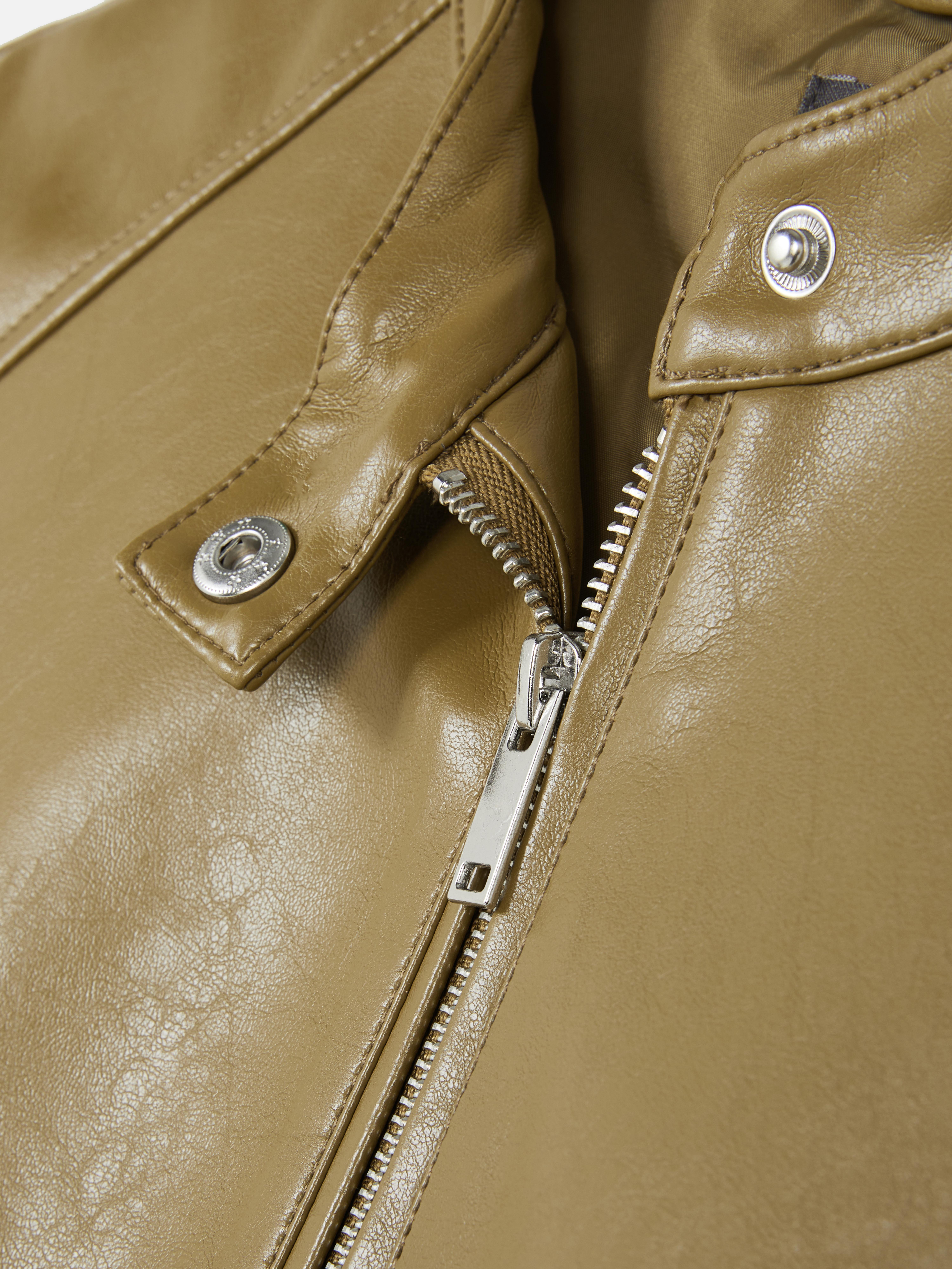 Faux Leather Zip-Up Jacket