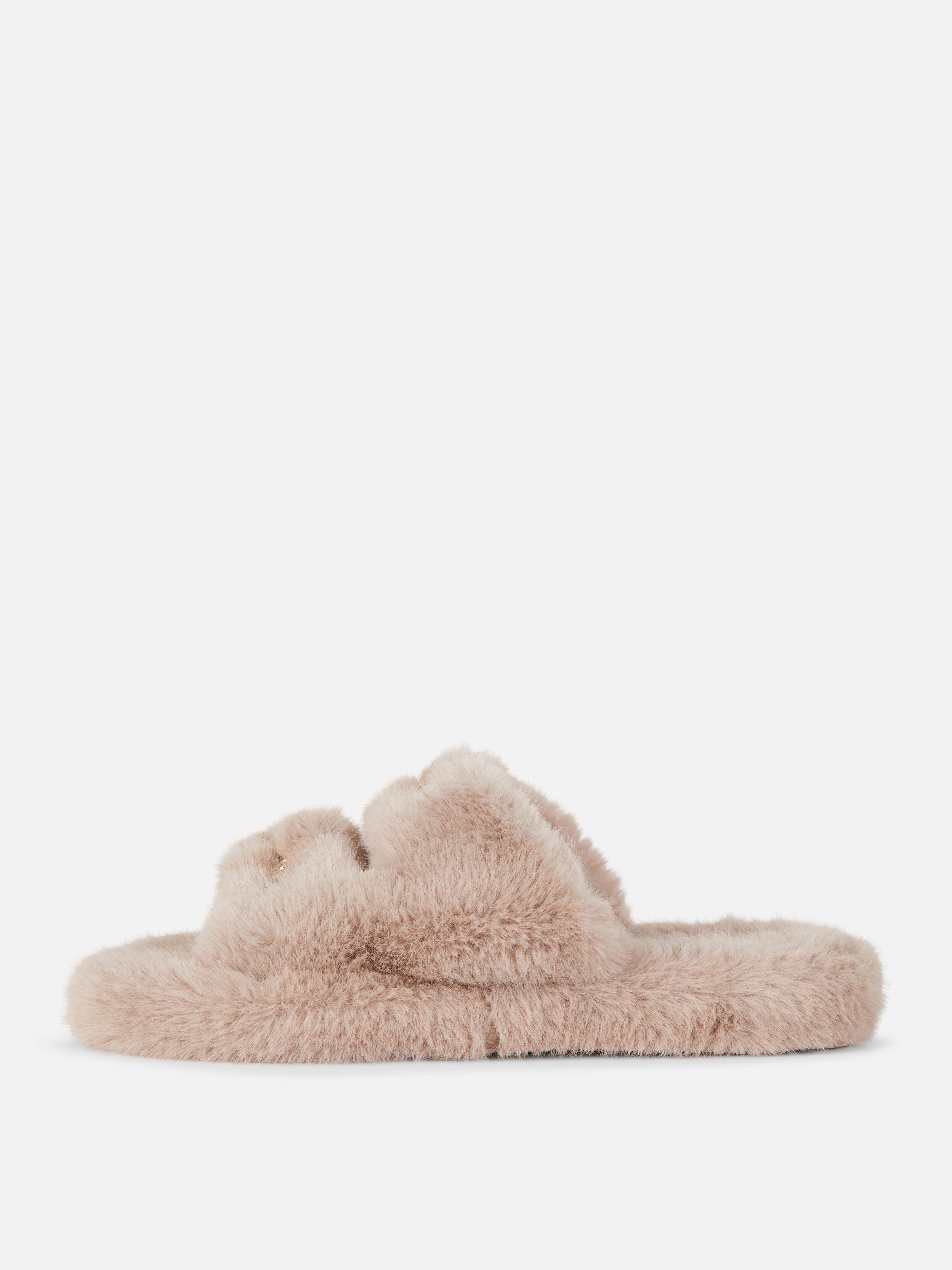 Pantoffels van imitatiebont met bandjes