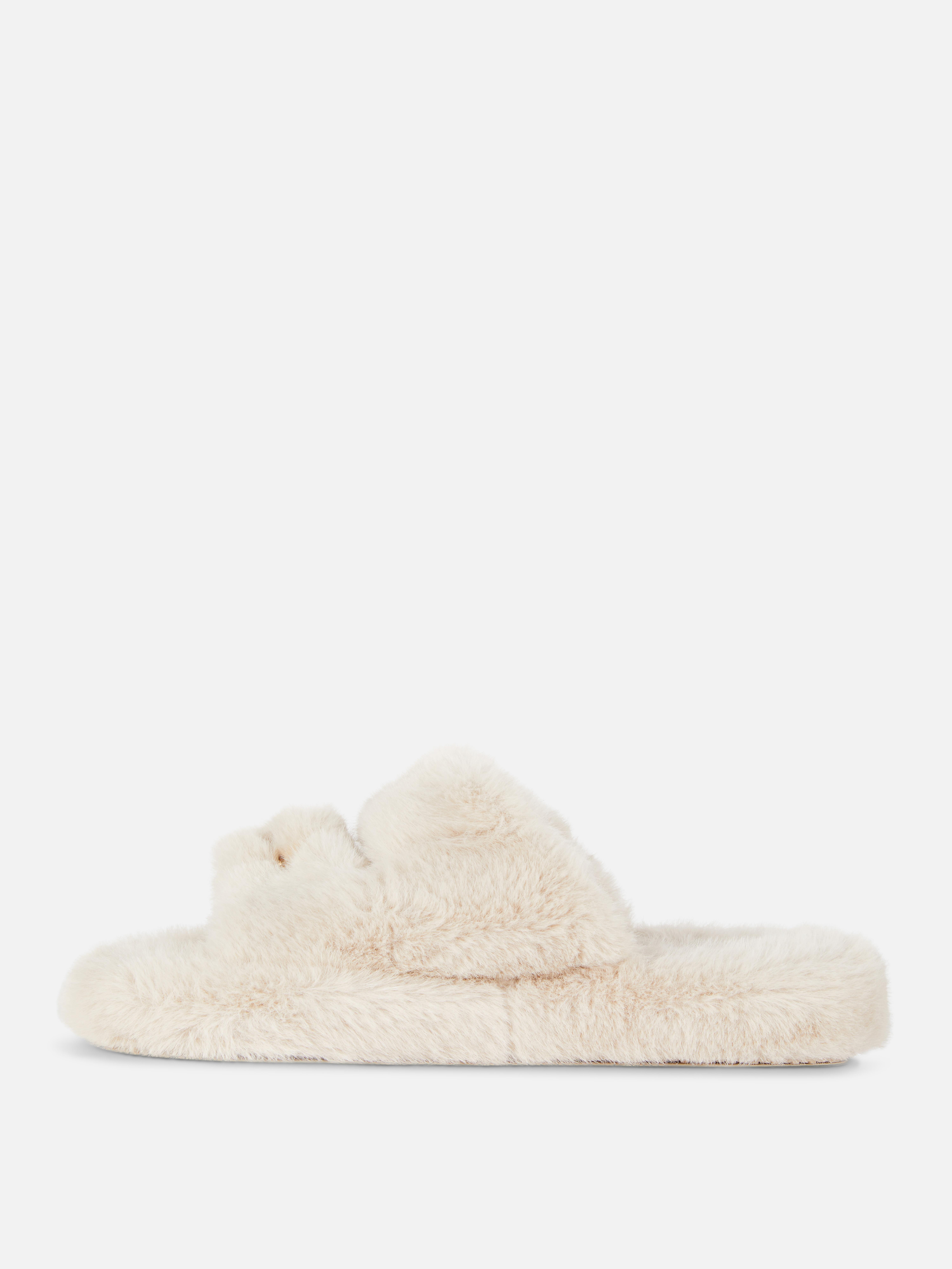 Pantuflas de pelo sintético con tiras