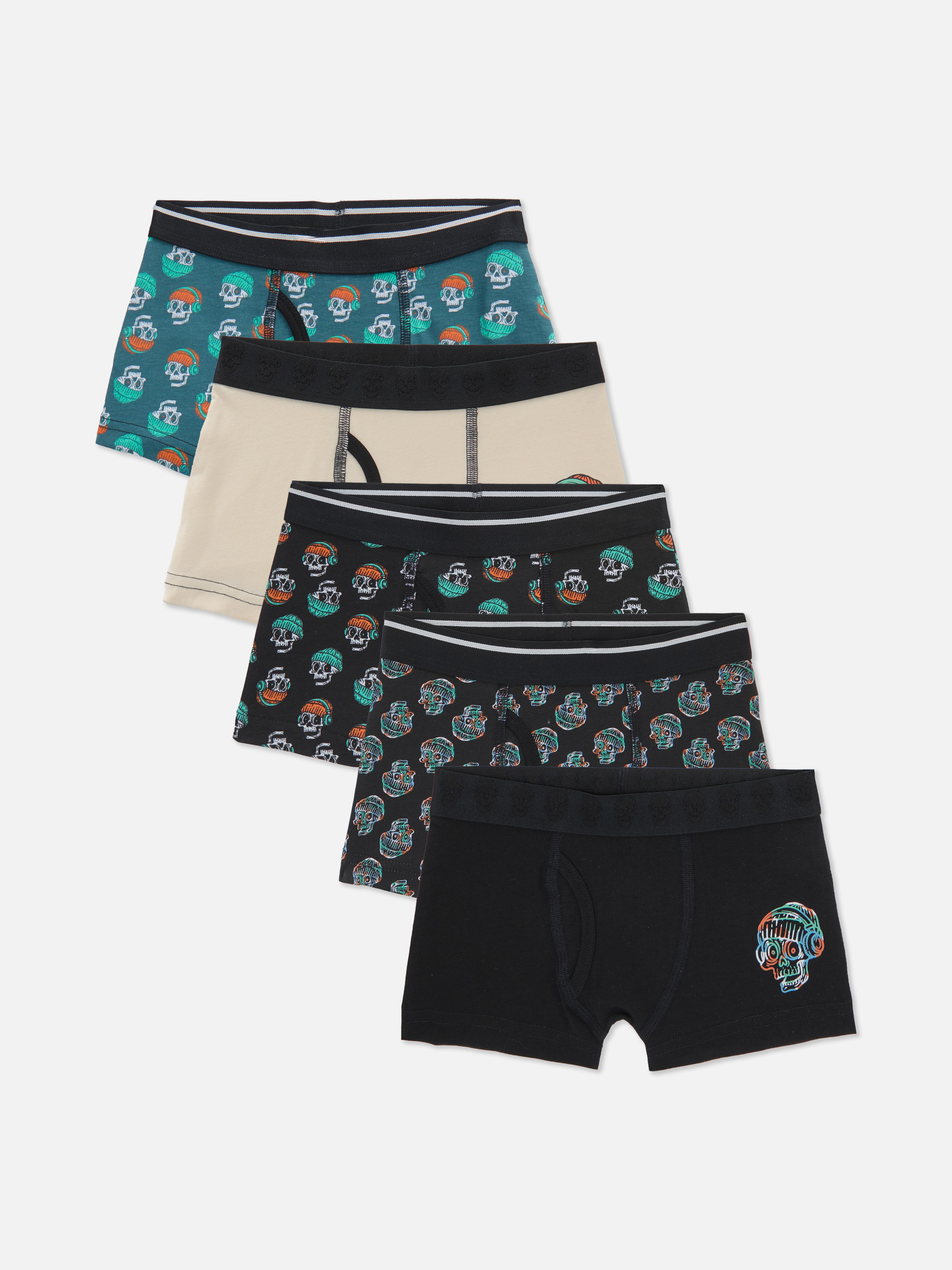 3–15 ans | Lot de 5 caleçons à motif squelette