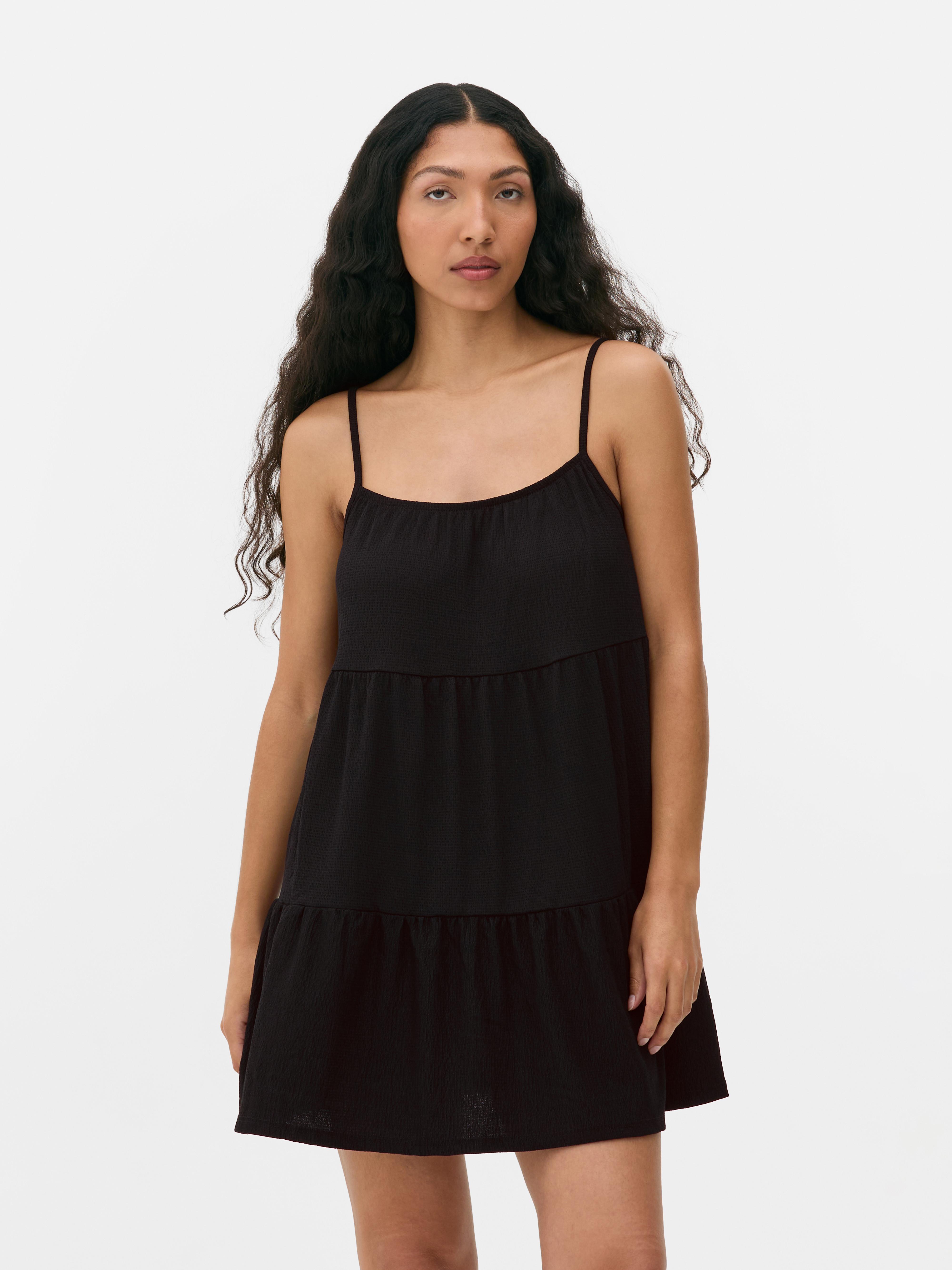 Women's Black Tiered Strappy Mini Dress | Primark