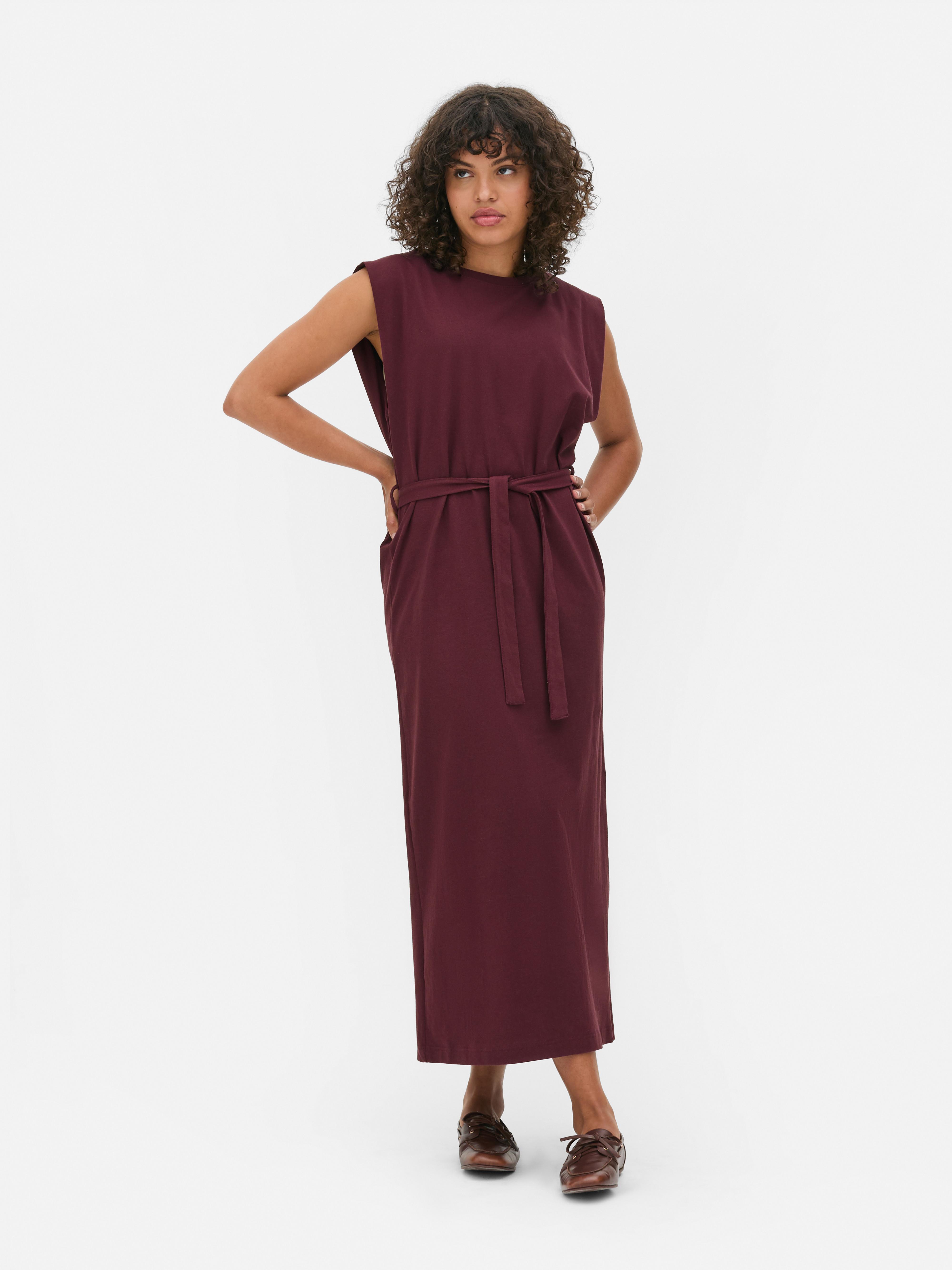 Sleeveless Belted Midi Dress