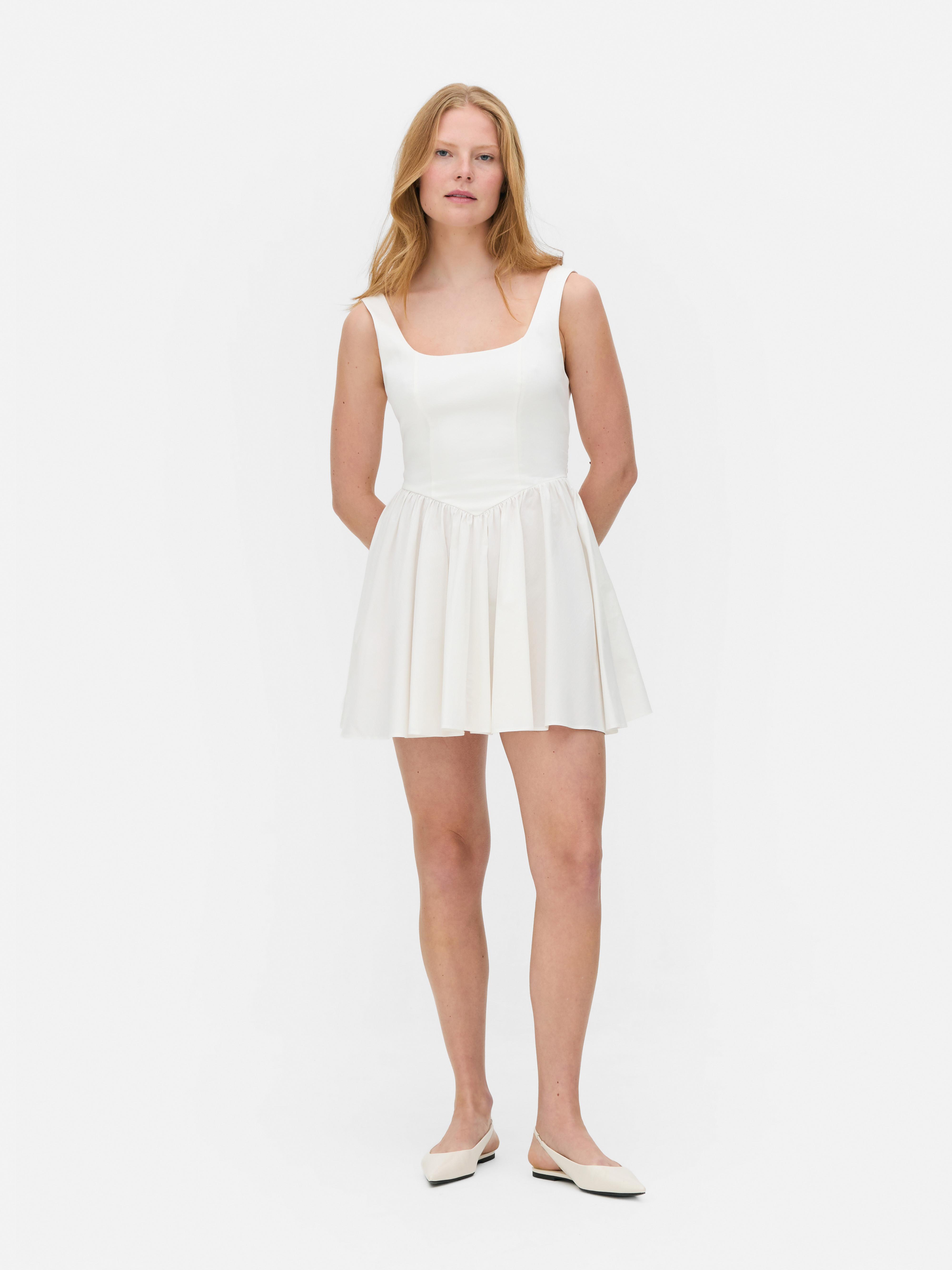 Mini robe style corset sans manches Blanc