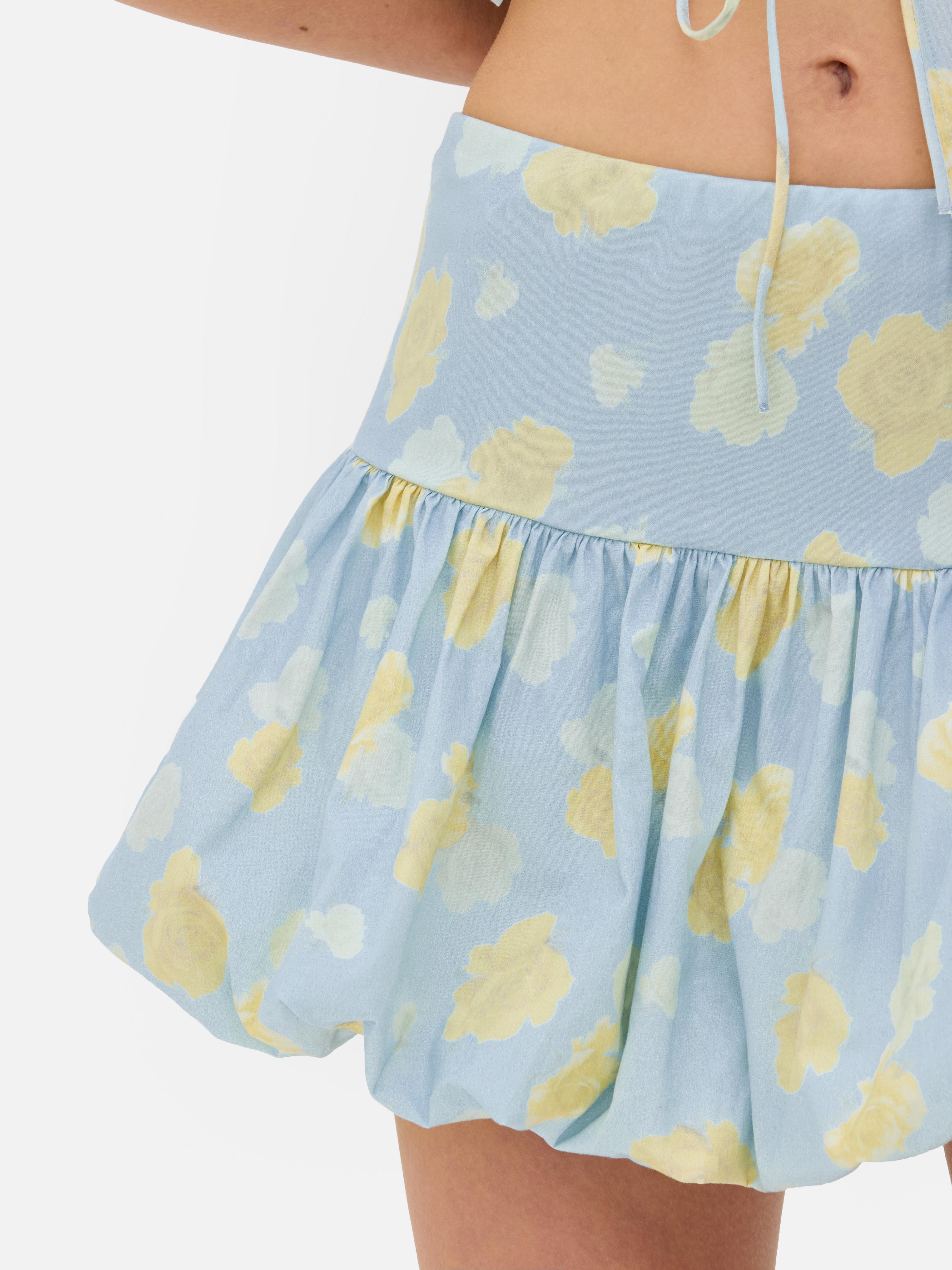 Mini-jupe bouffante imprimée à coordonner