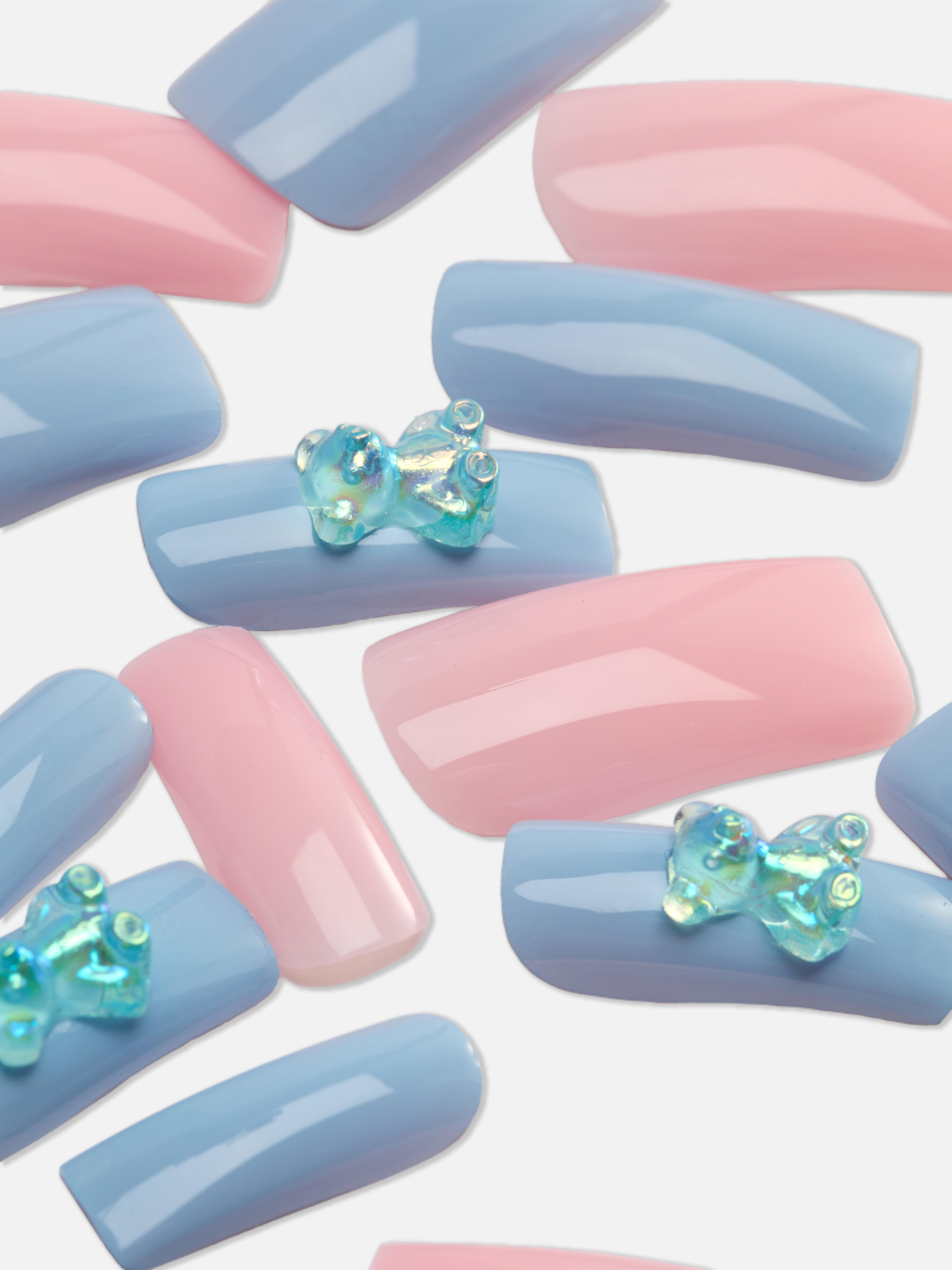 PS... Teddy Bear Square Gloss False Nails