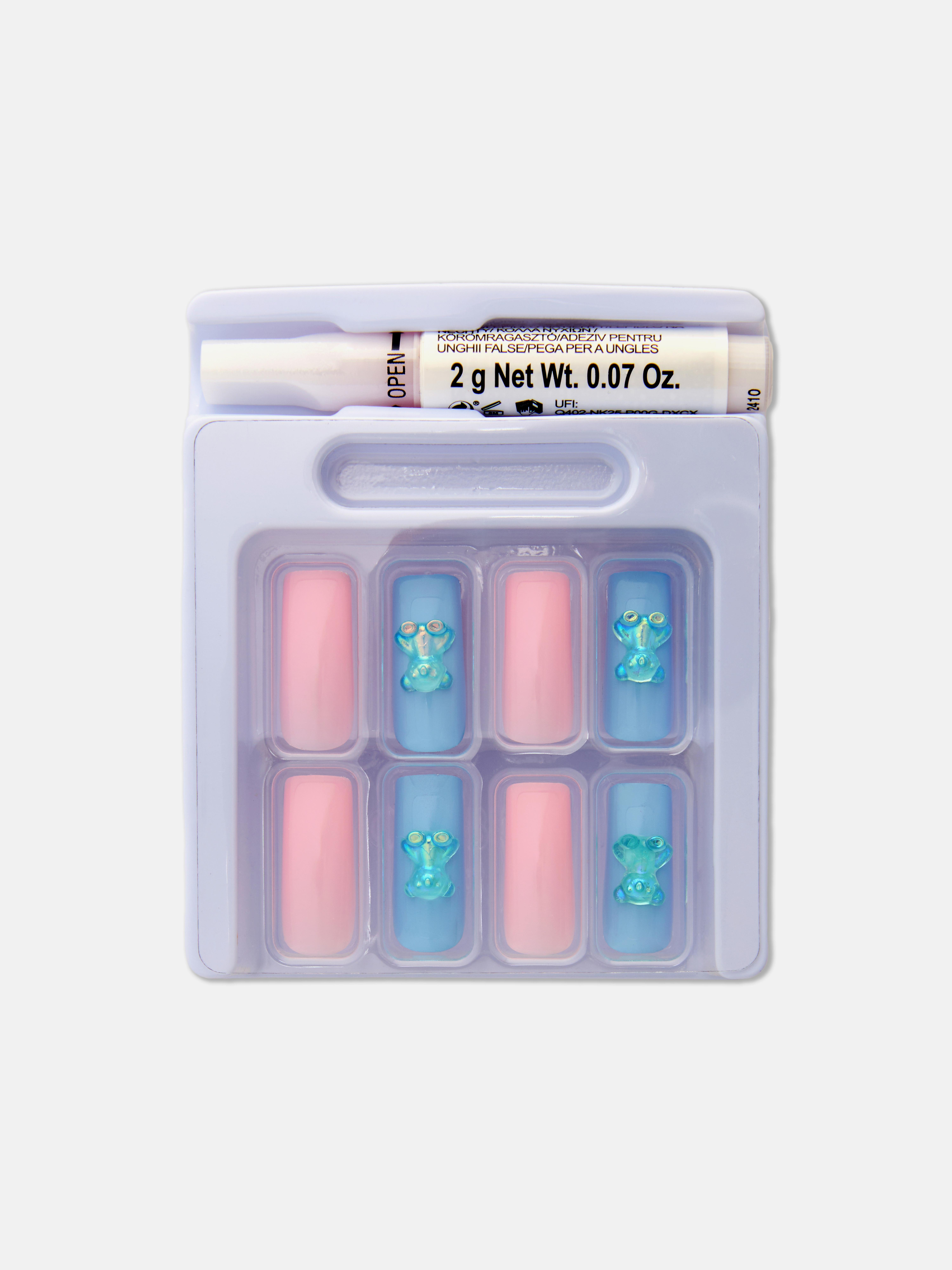 PS... Teddy Bear Square Gloss False Nails
