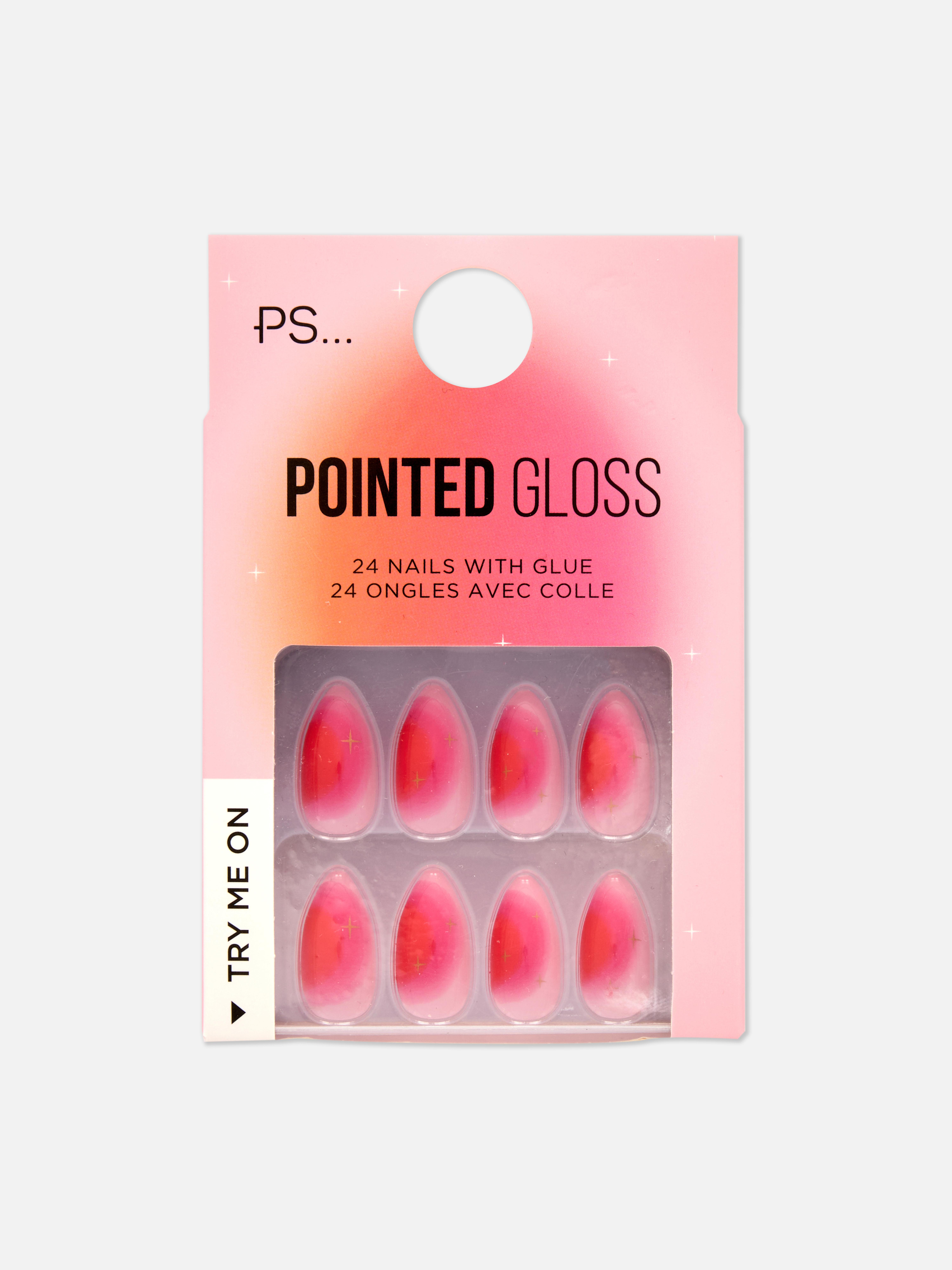 Faux ongles pointus brillants effet dégradé PS…