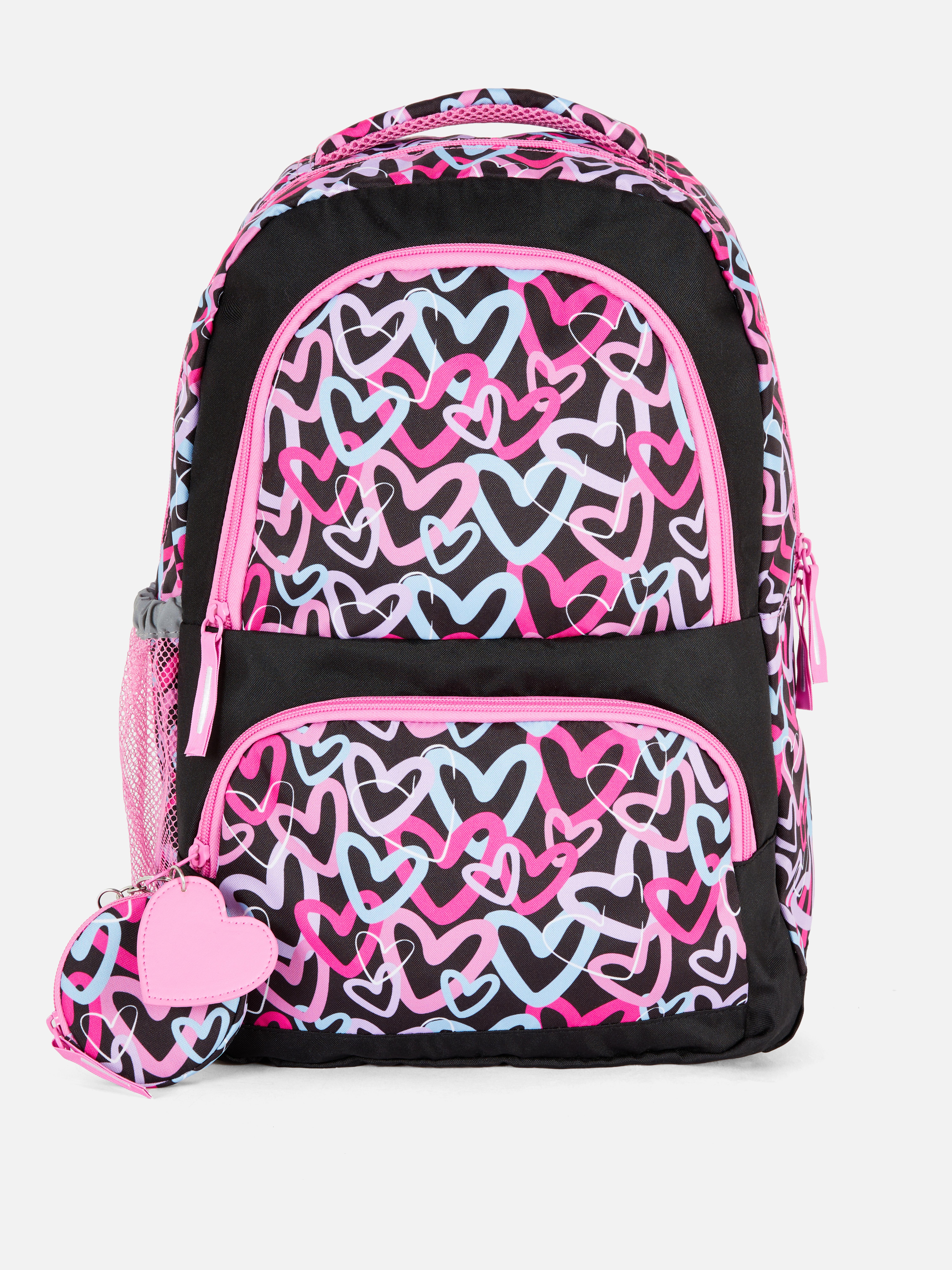 Mochila bolso malha padrão corações
