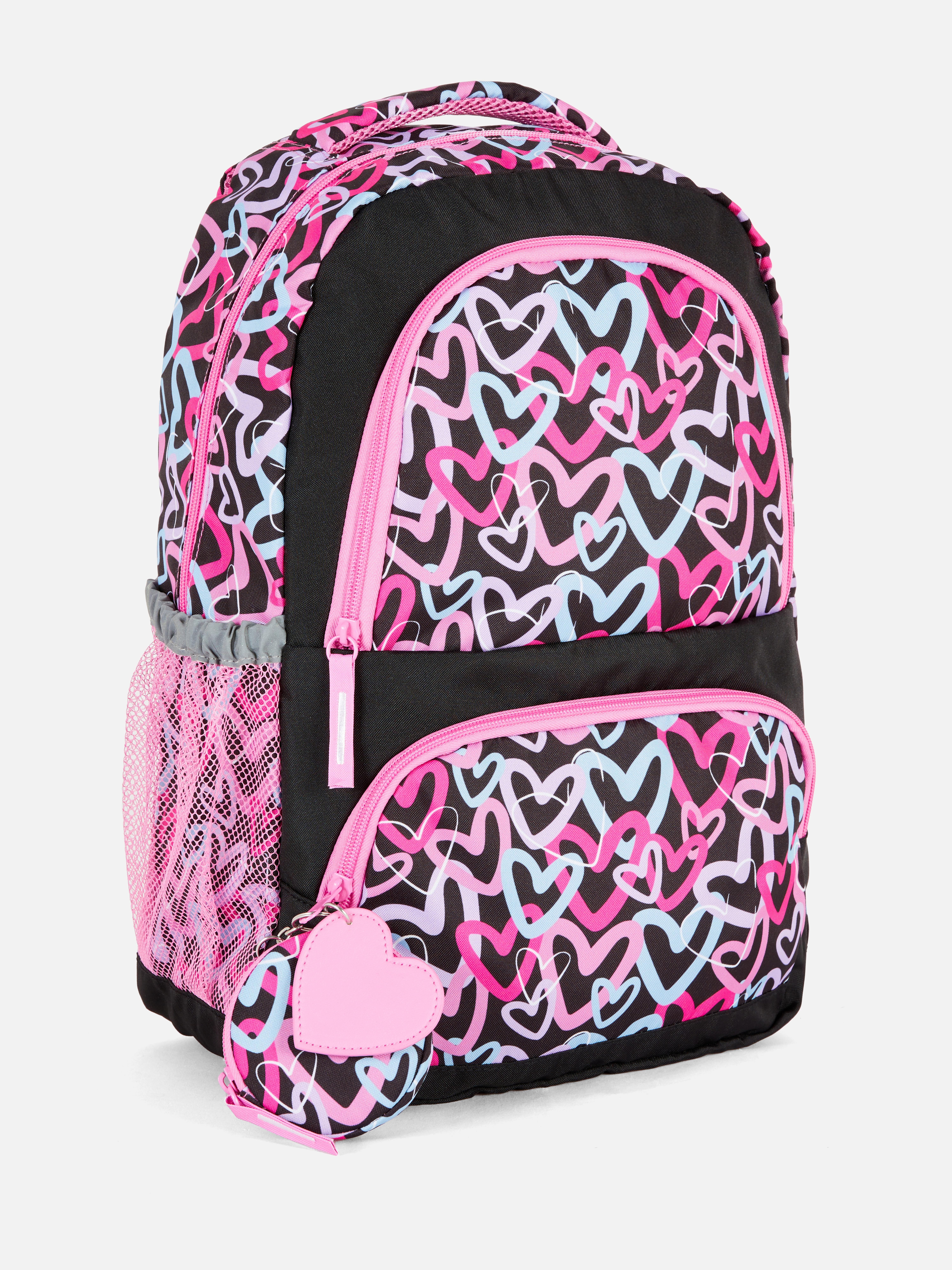 Mochila bolso malha padrão corações