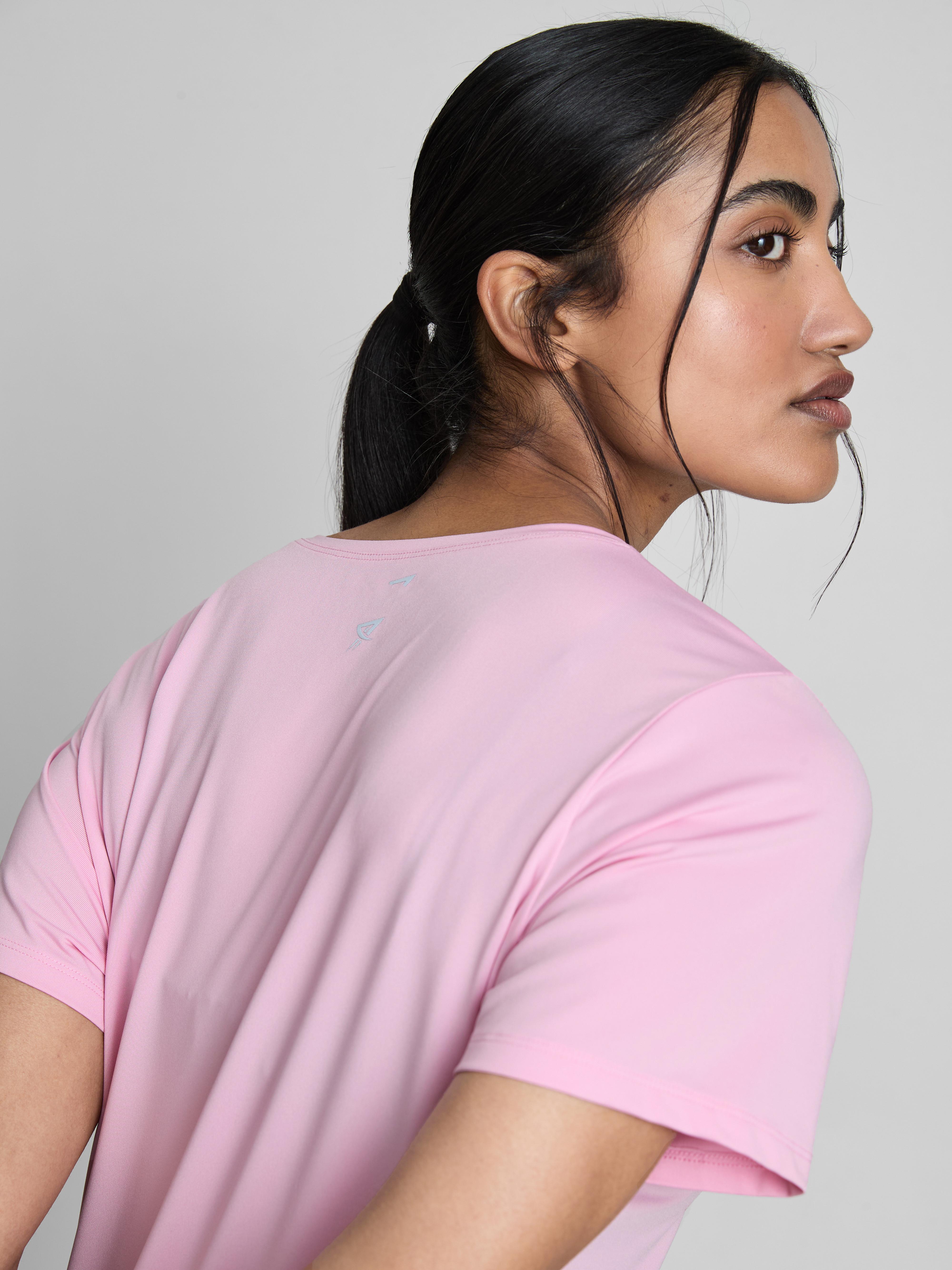 Women's Pink Curved Hem Performance Tee