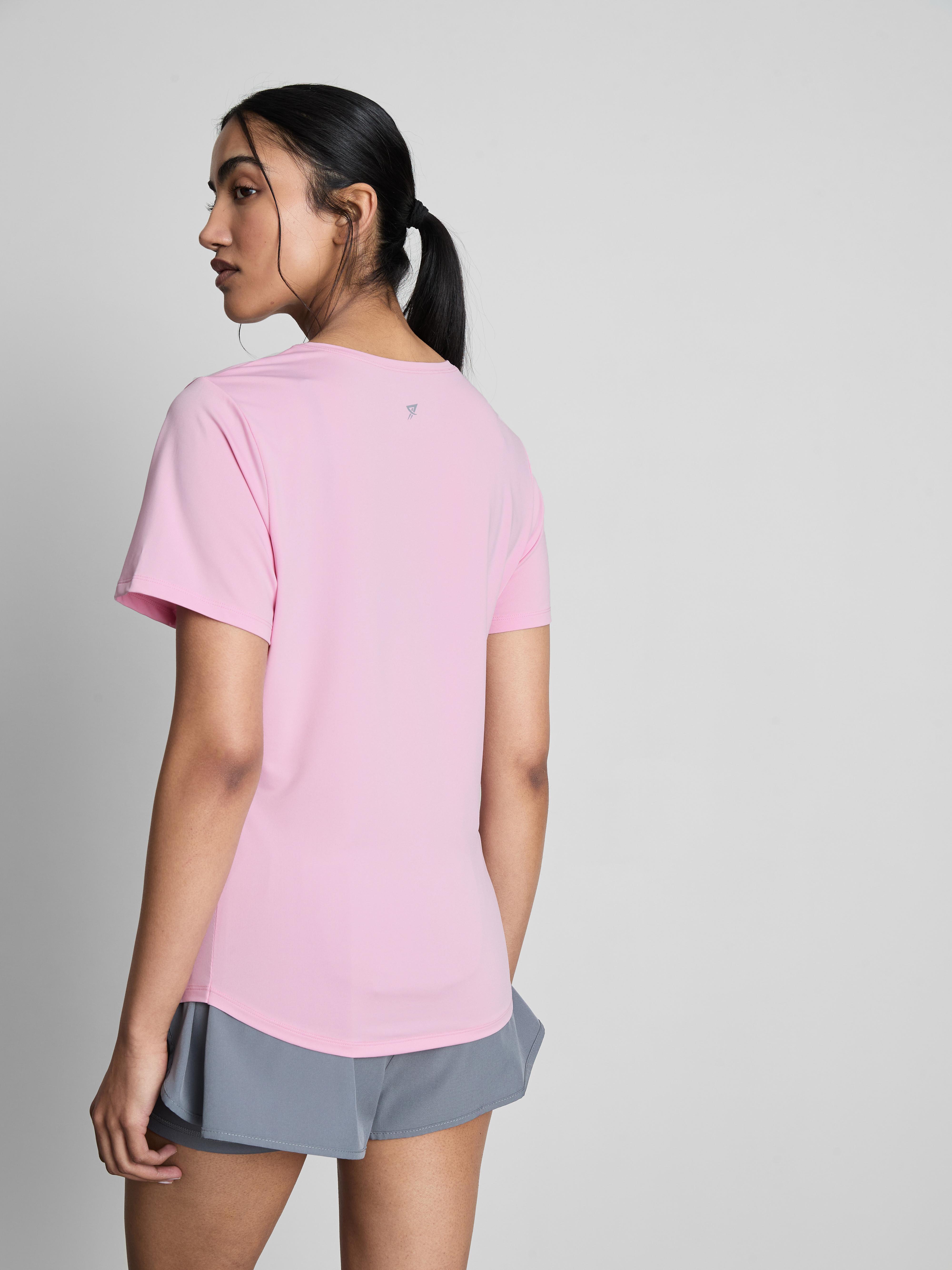 Women's Pink Curved Hem Performance Tee