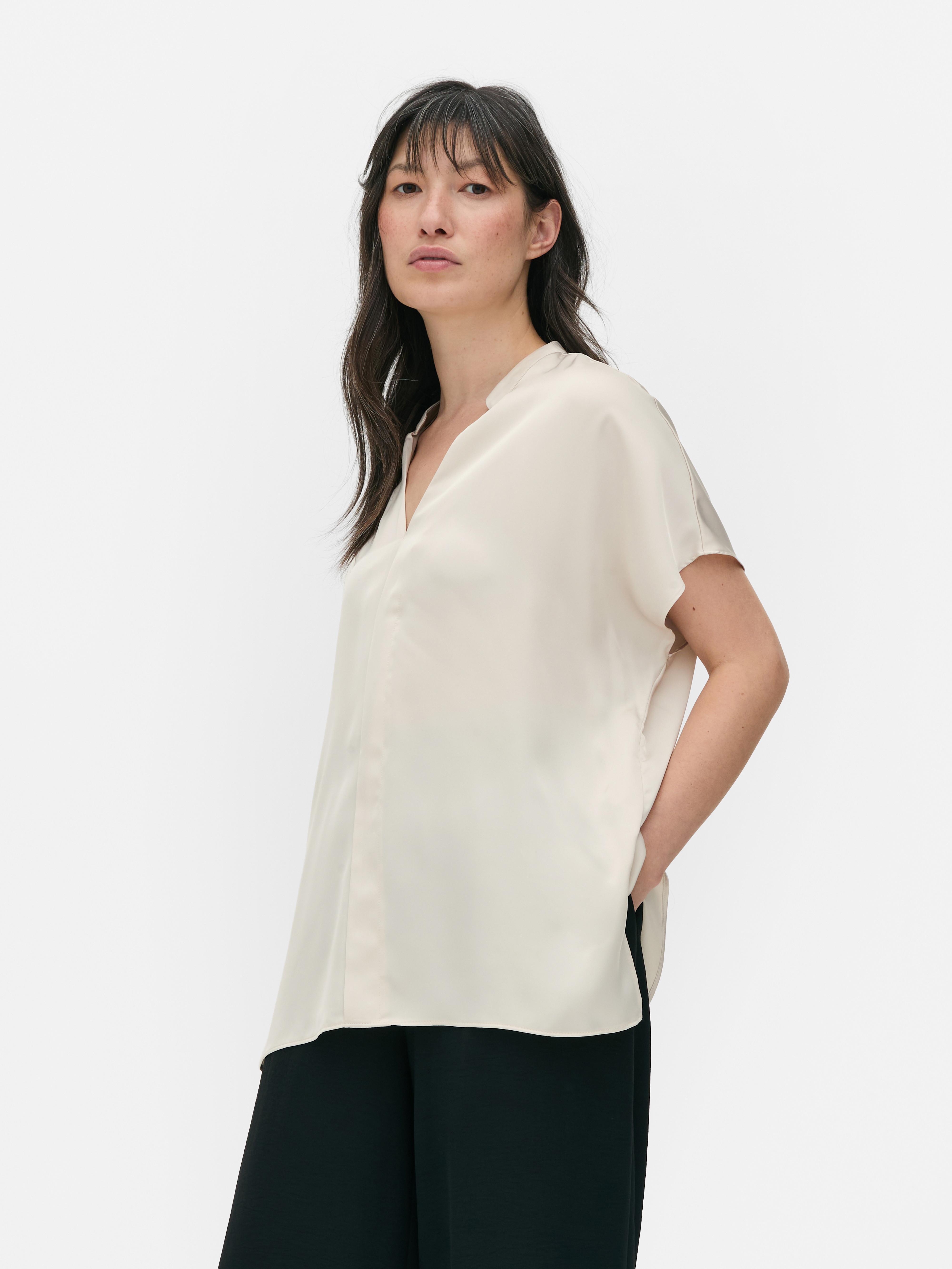 Satin V-Neck Tee