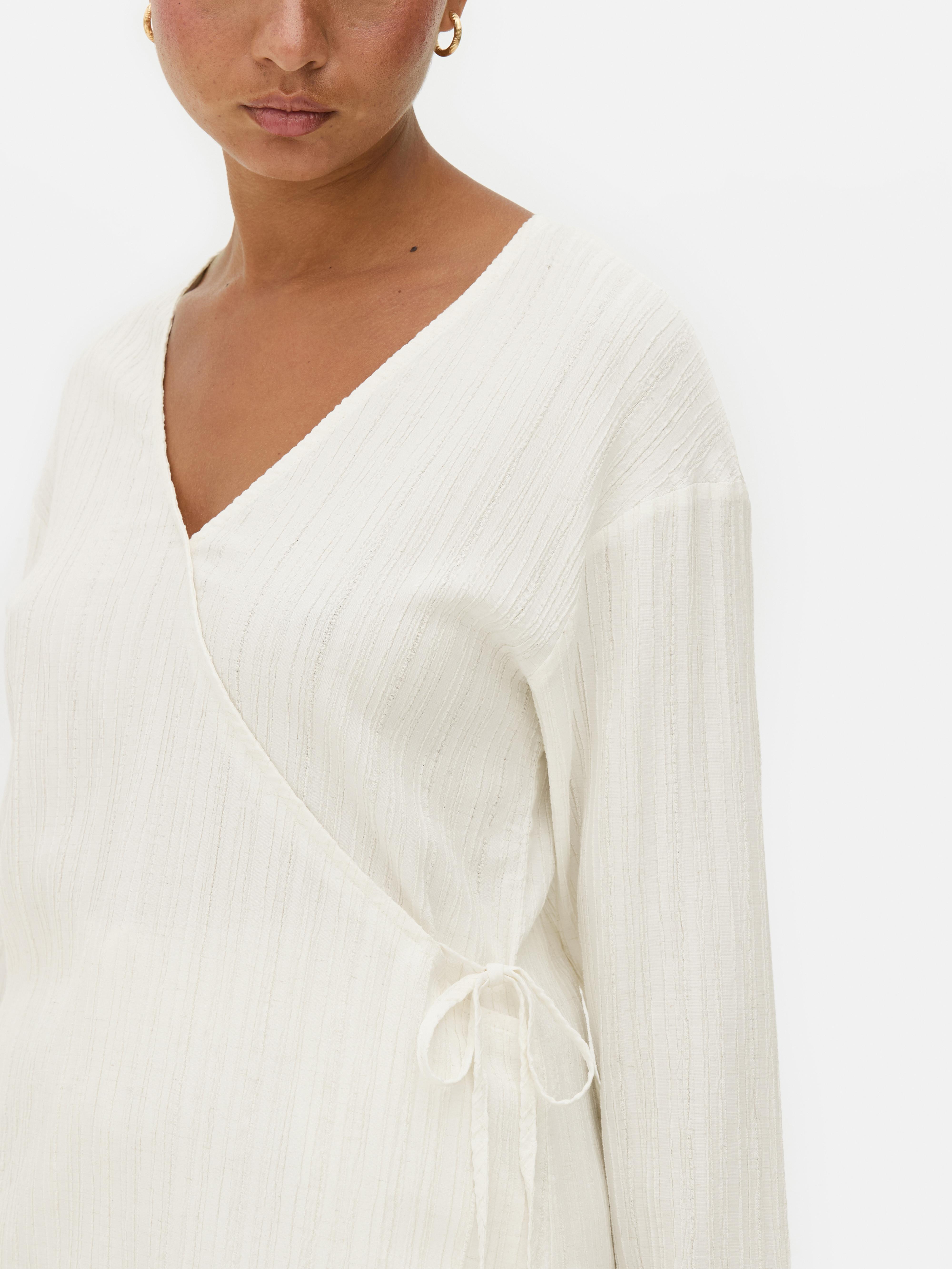 Women's Ivory Crinkle Wrap Blouse | Primark