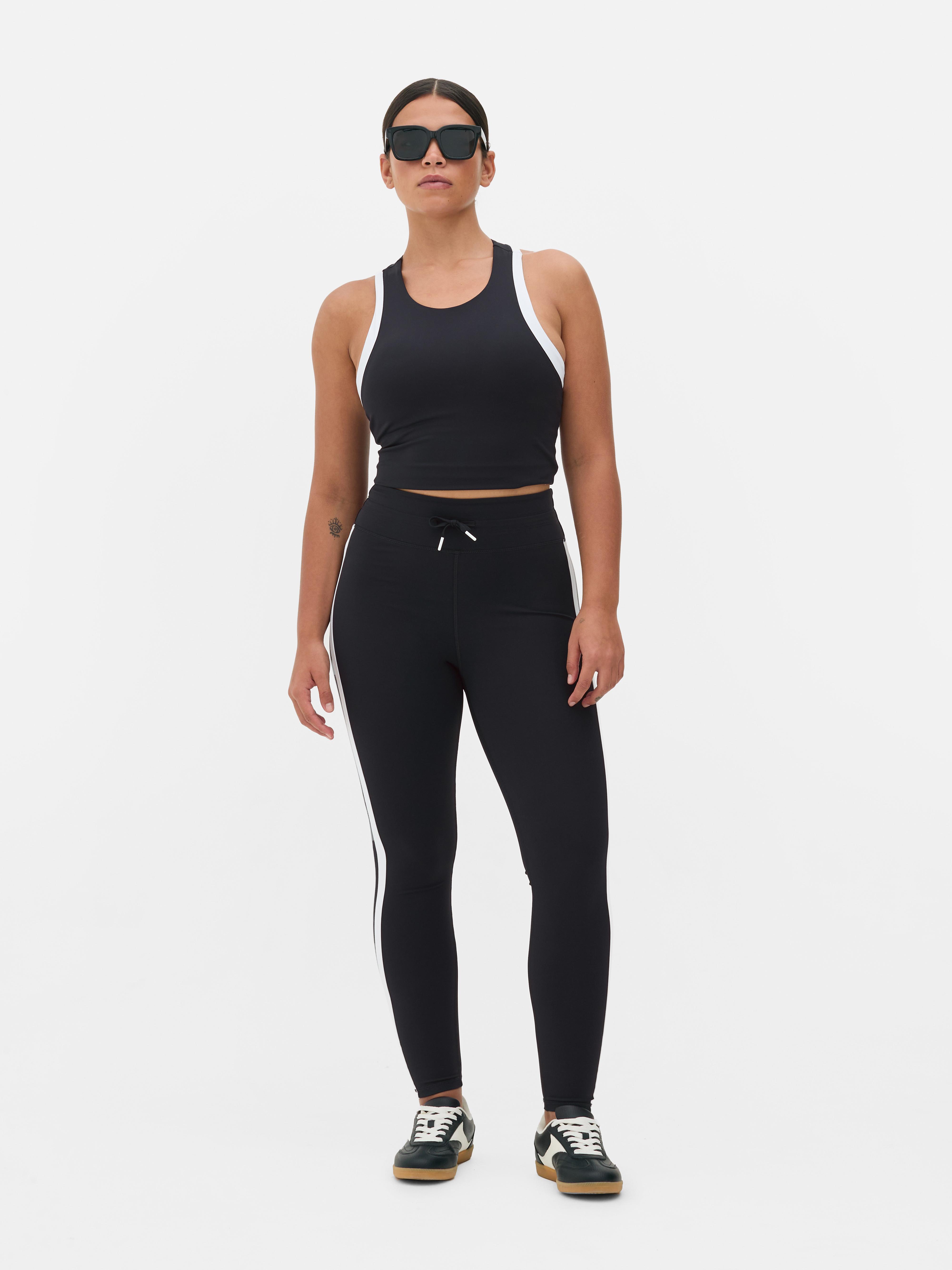 Leggings con cordón de ajuste y detalle en contraste