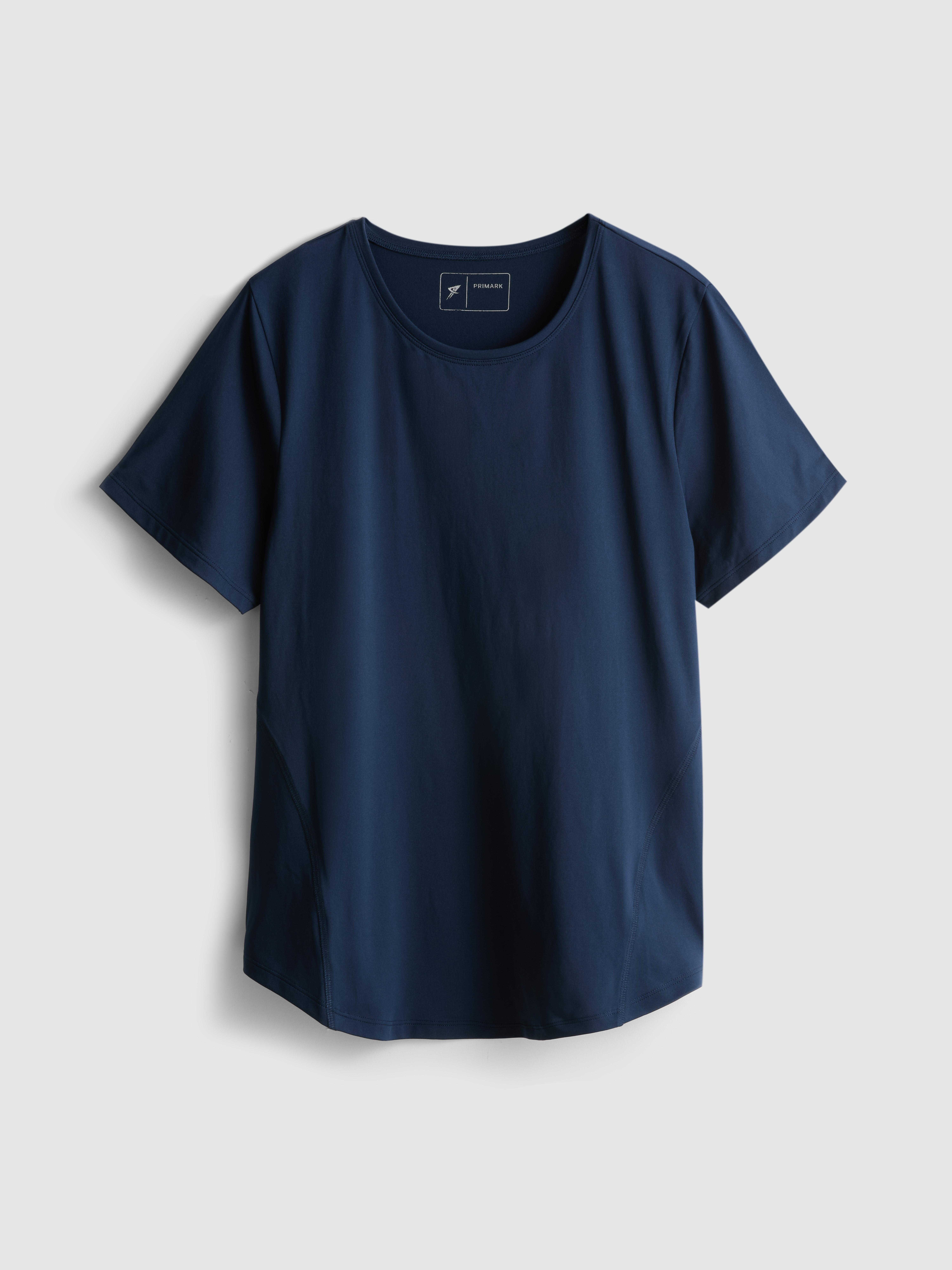 T-shirt en maille serrée à manches courtes - Bleu clair - Femme