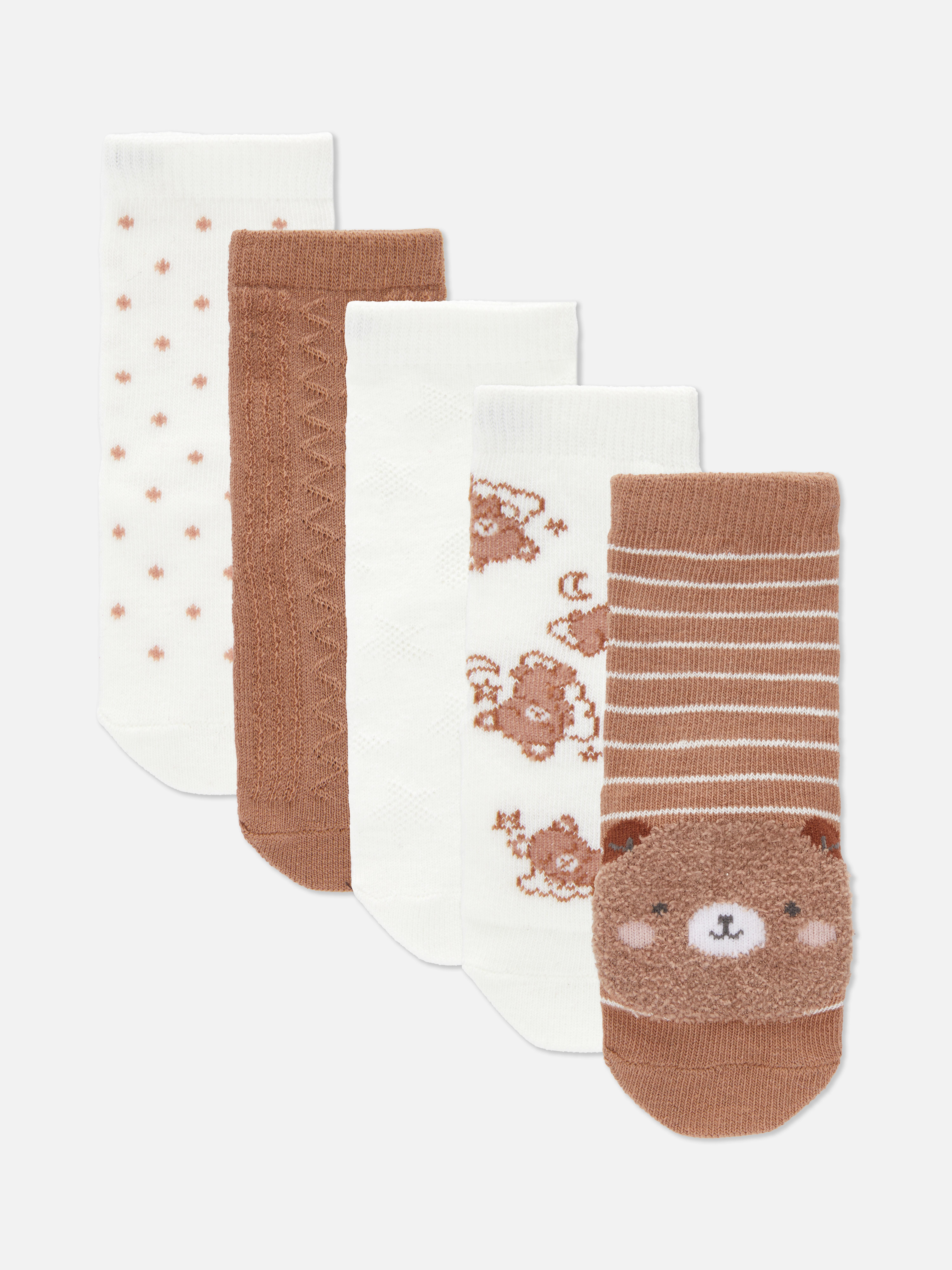 Bequeme Babysocken mit Bärenmotiv, 5er-Pack