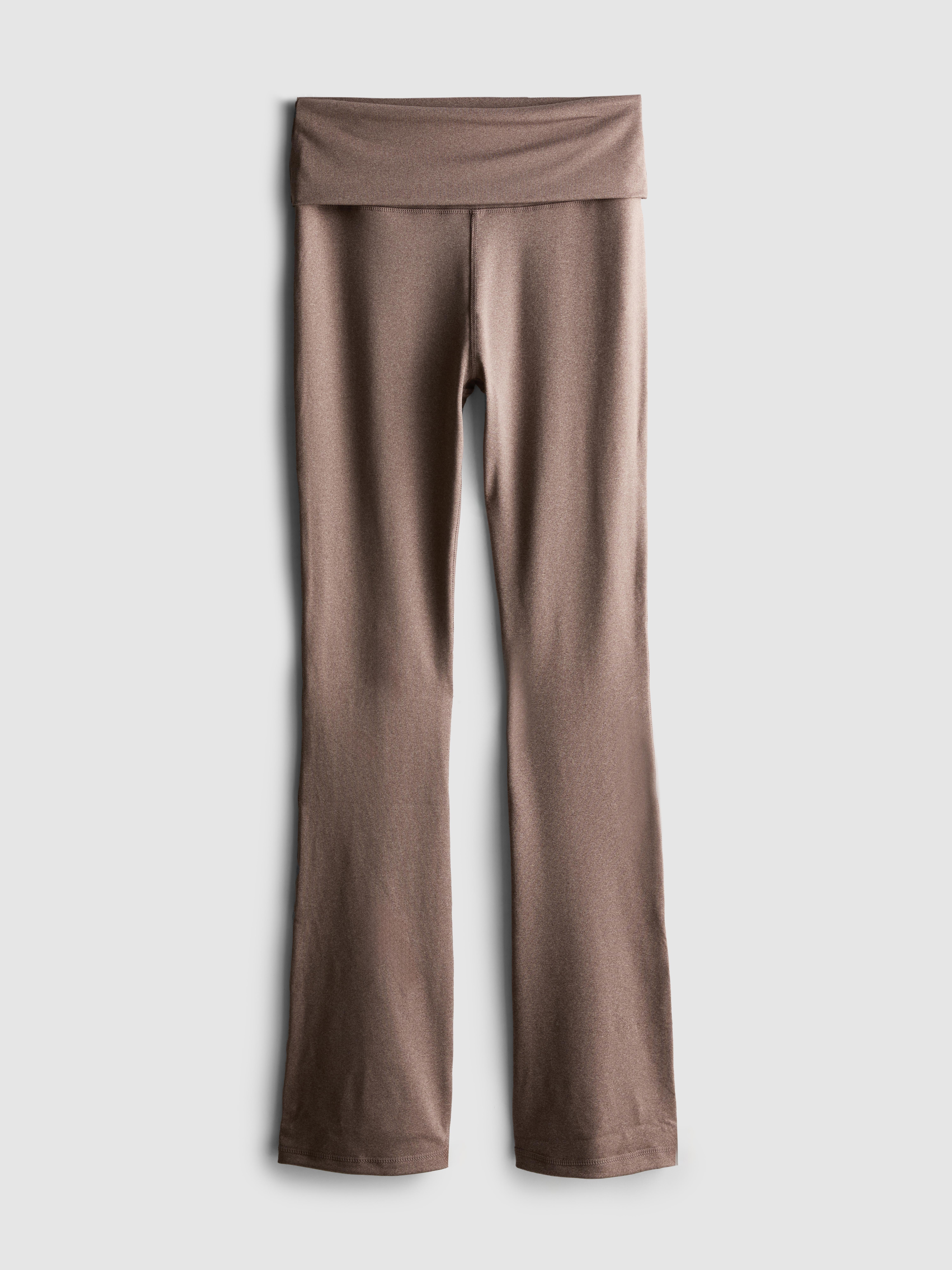Fold Over Yoga Leggings Tan