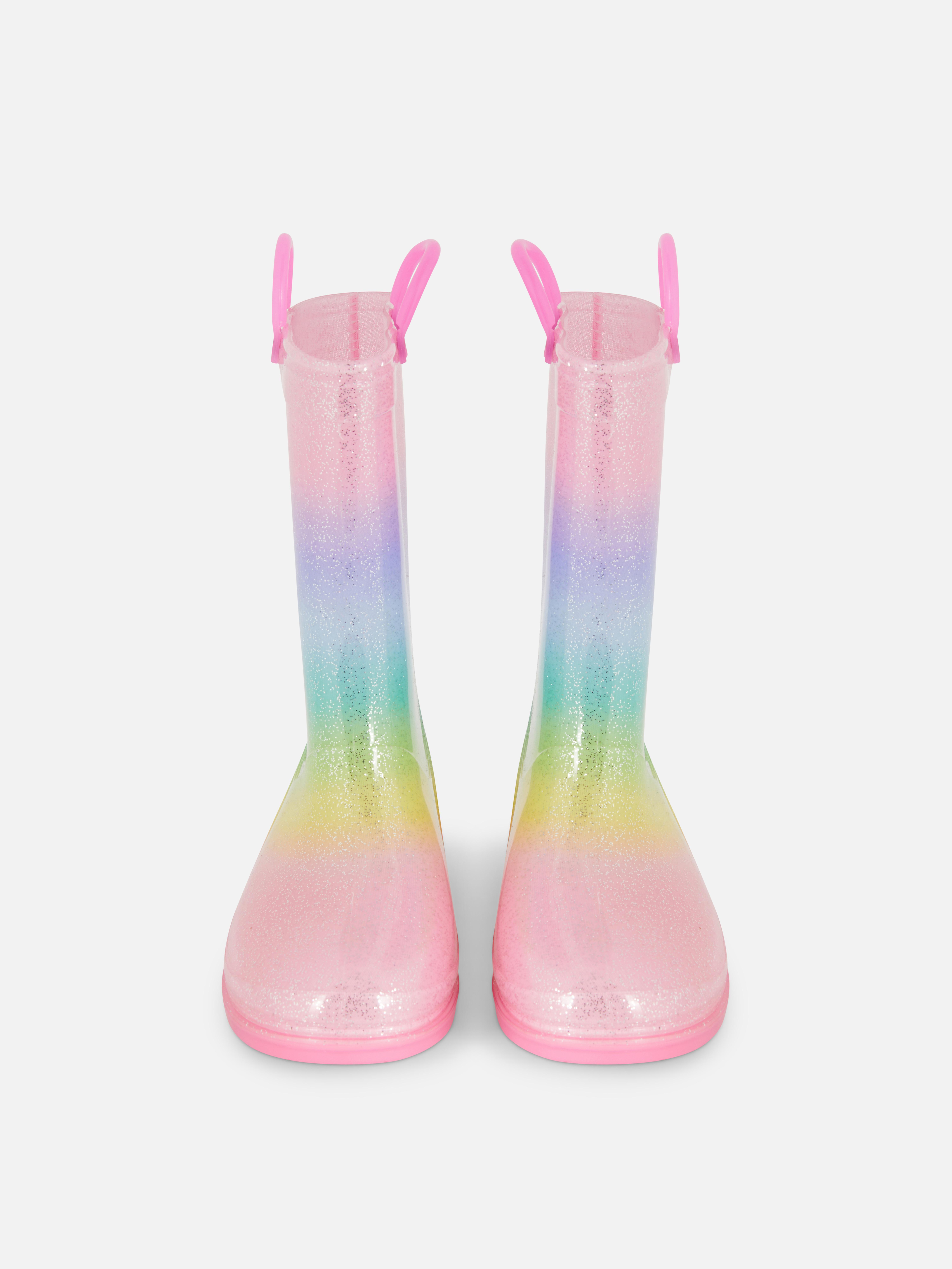 Rubberlaarzen met glitters en kleurverloop