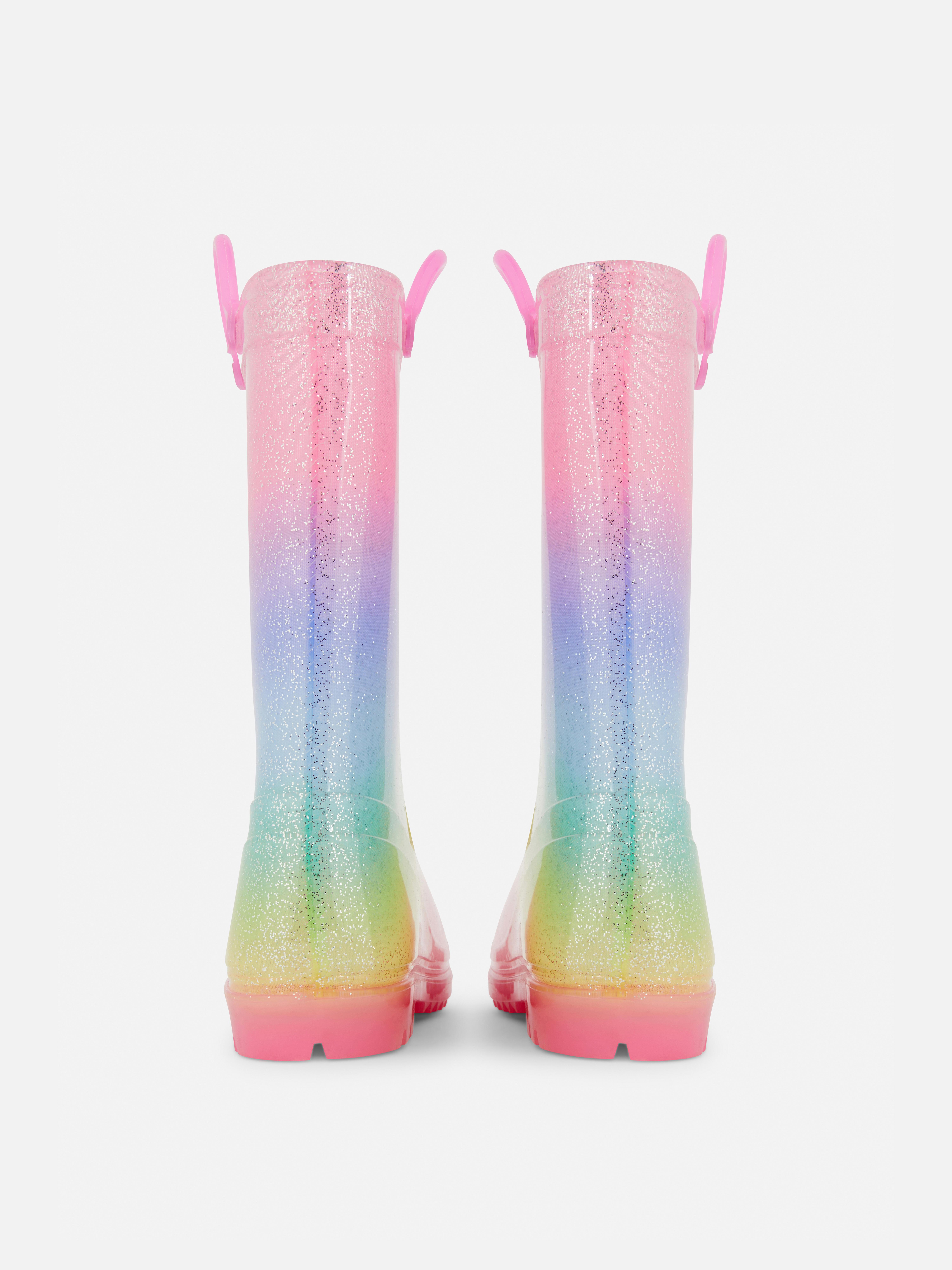 Rubberlaarzen met glitters en kleurverloop