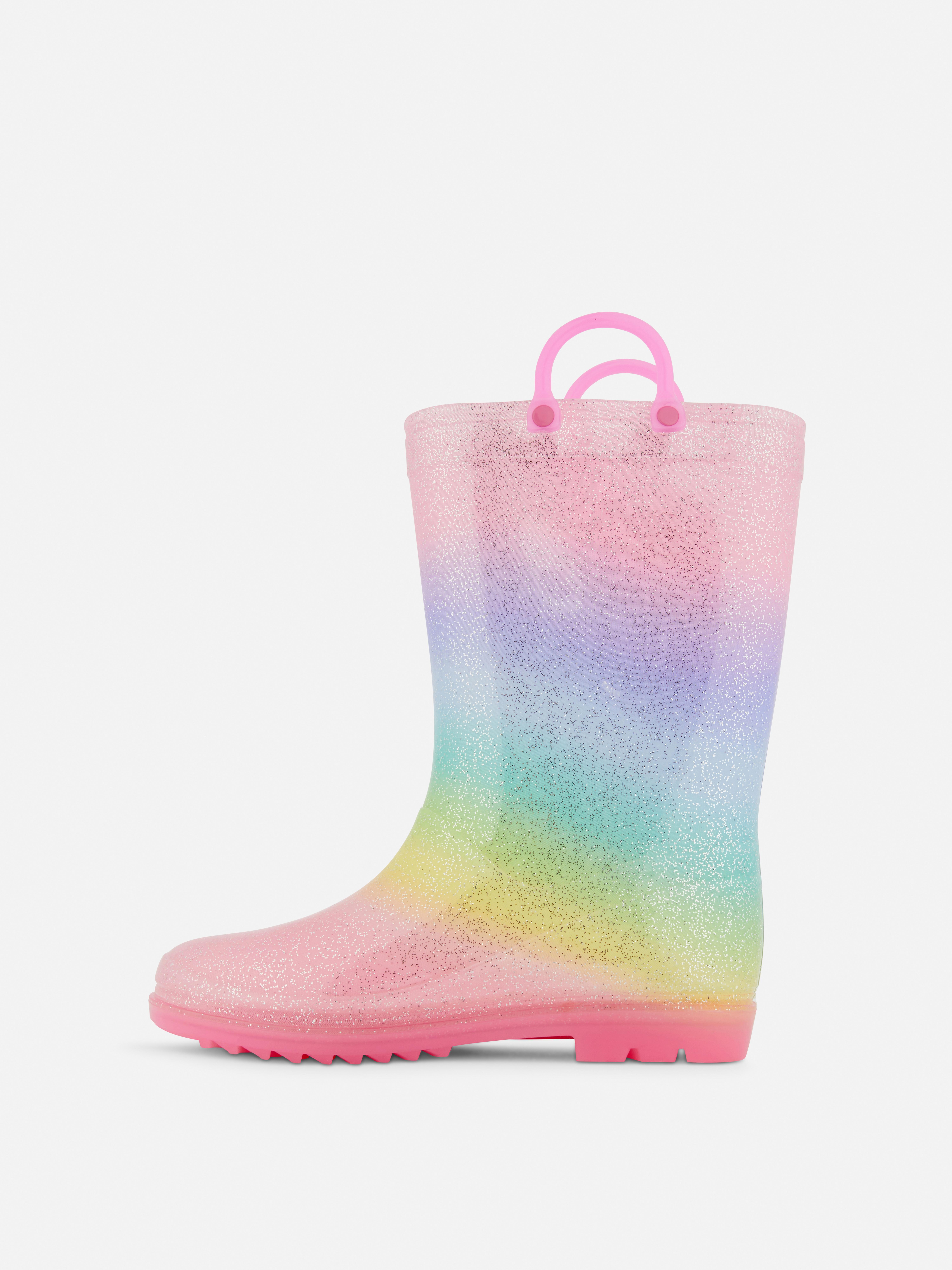 Rubberlaarzen met glitters en kleurverloop