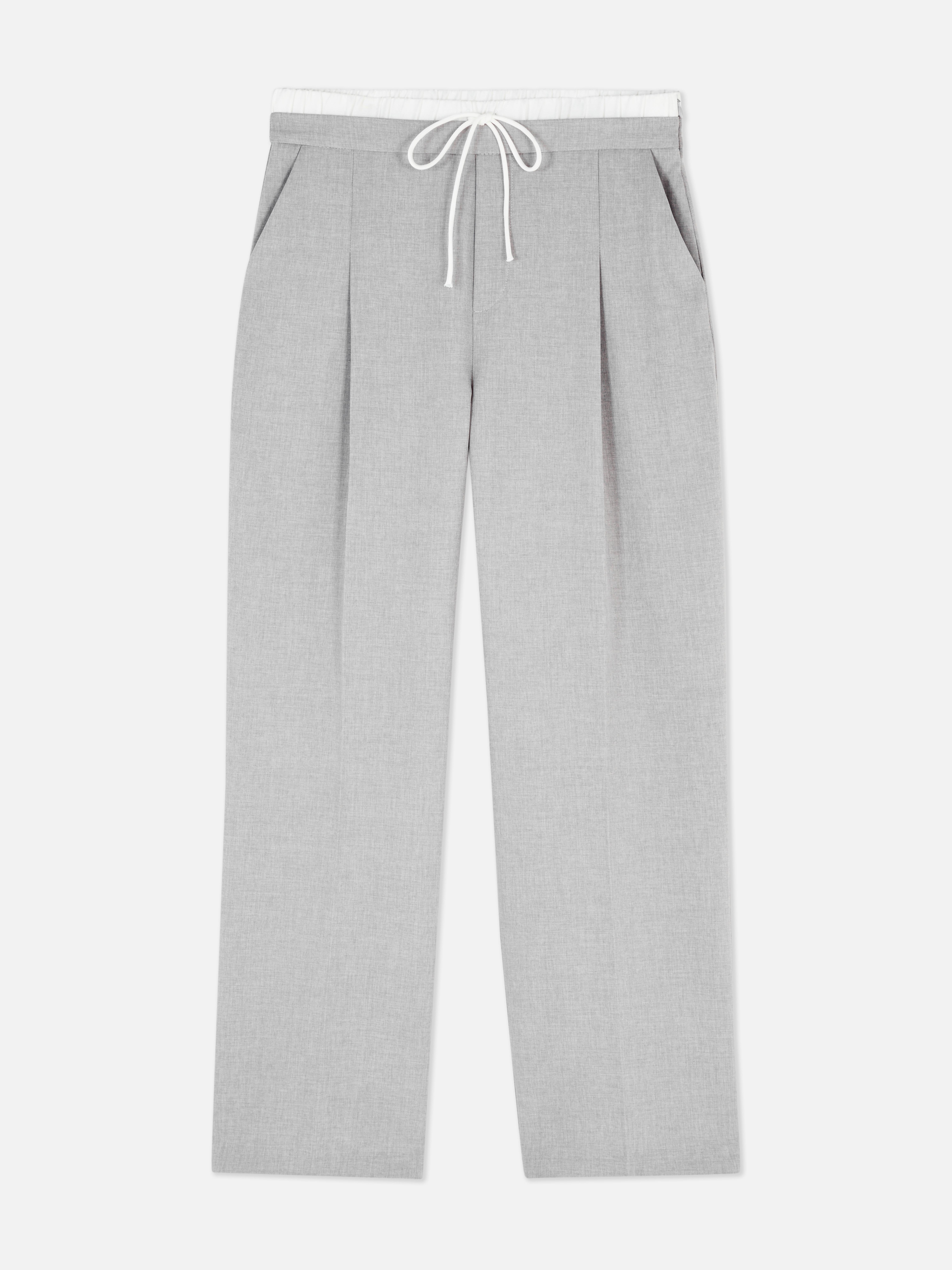 Broek met contrasterende taille