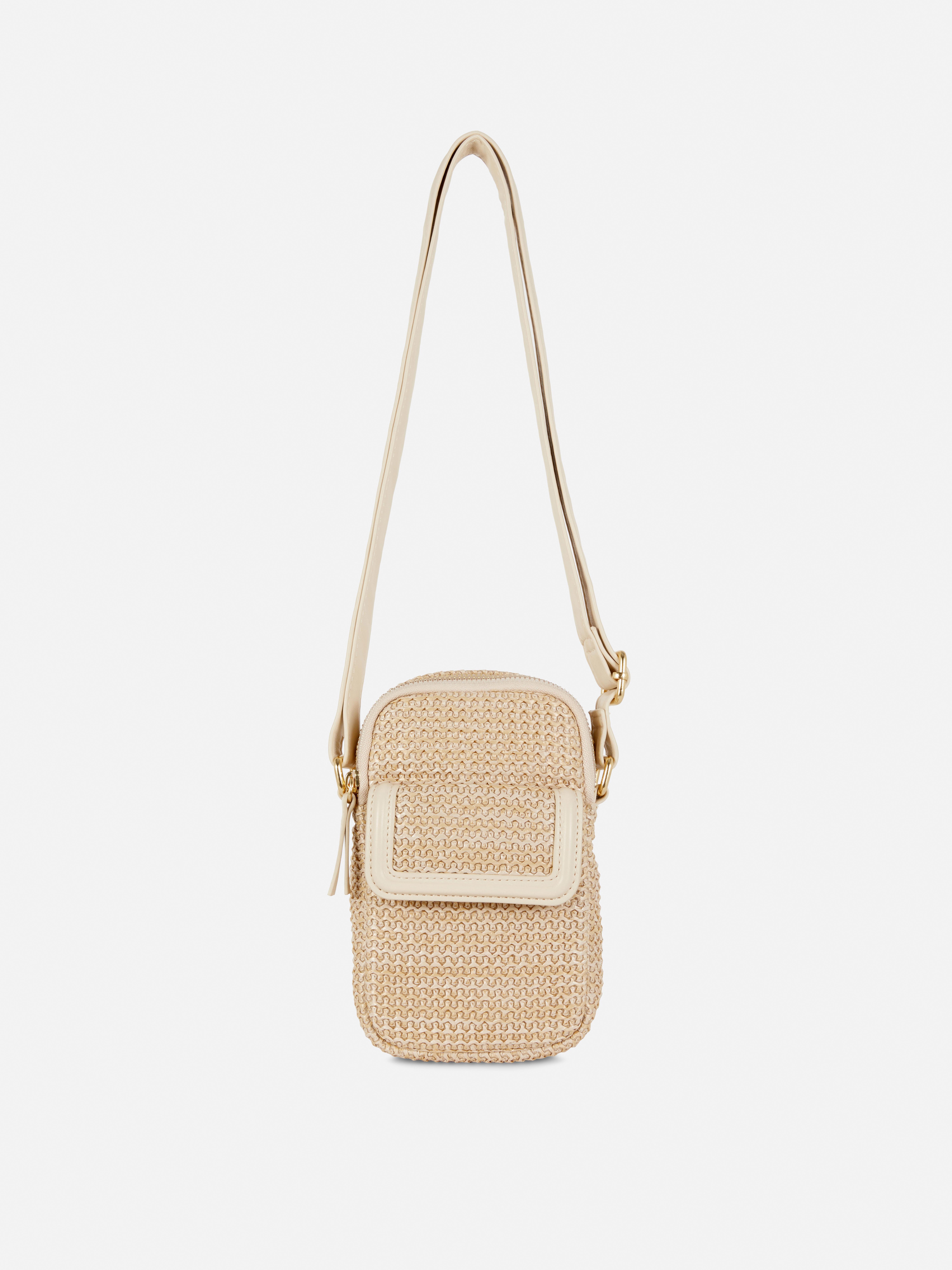 Crossbody taštička na telefón zo slamy