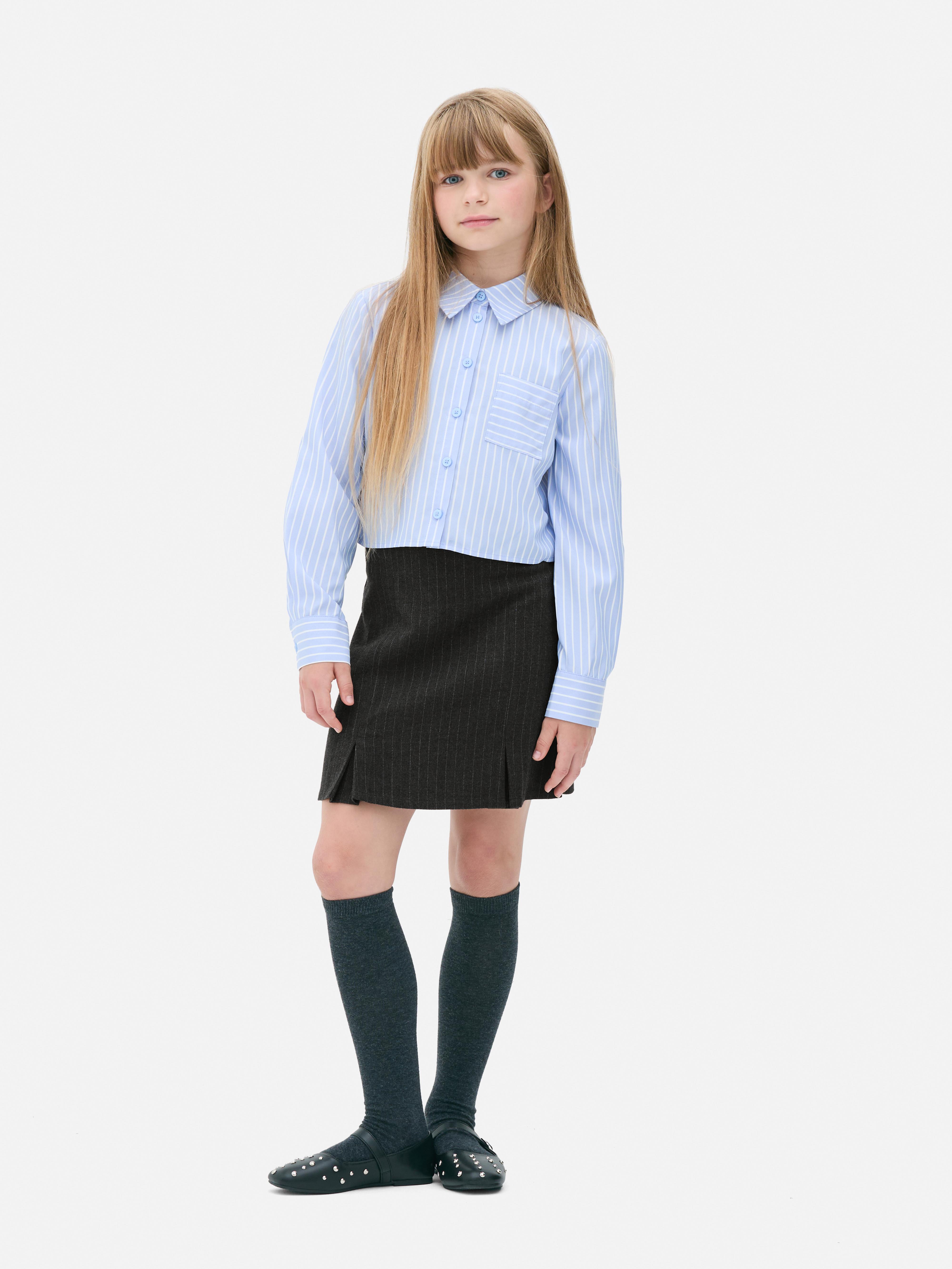 7-15yrs | Pinstripe Hem Split Skirt