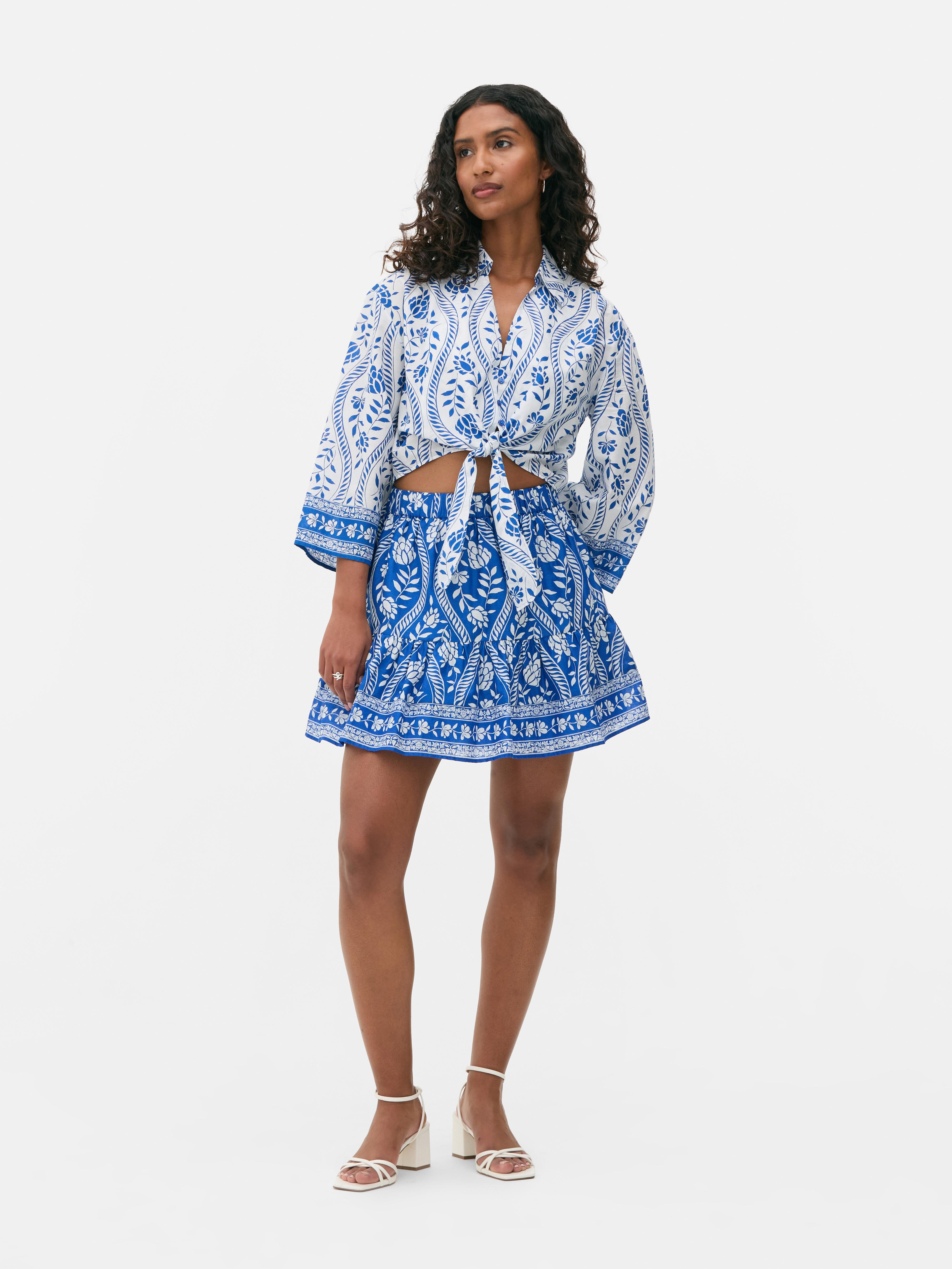 Printed Tiered Mini Skirt