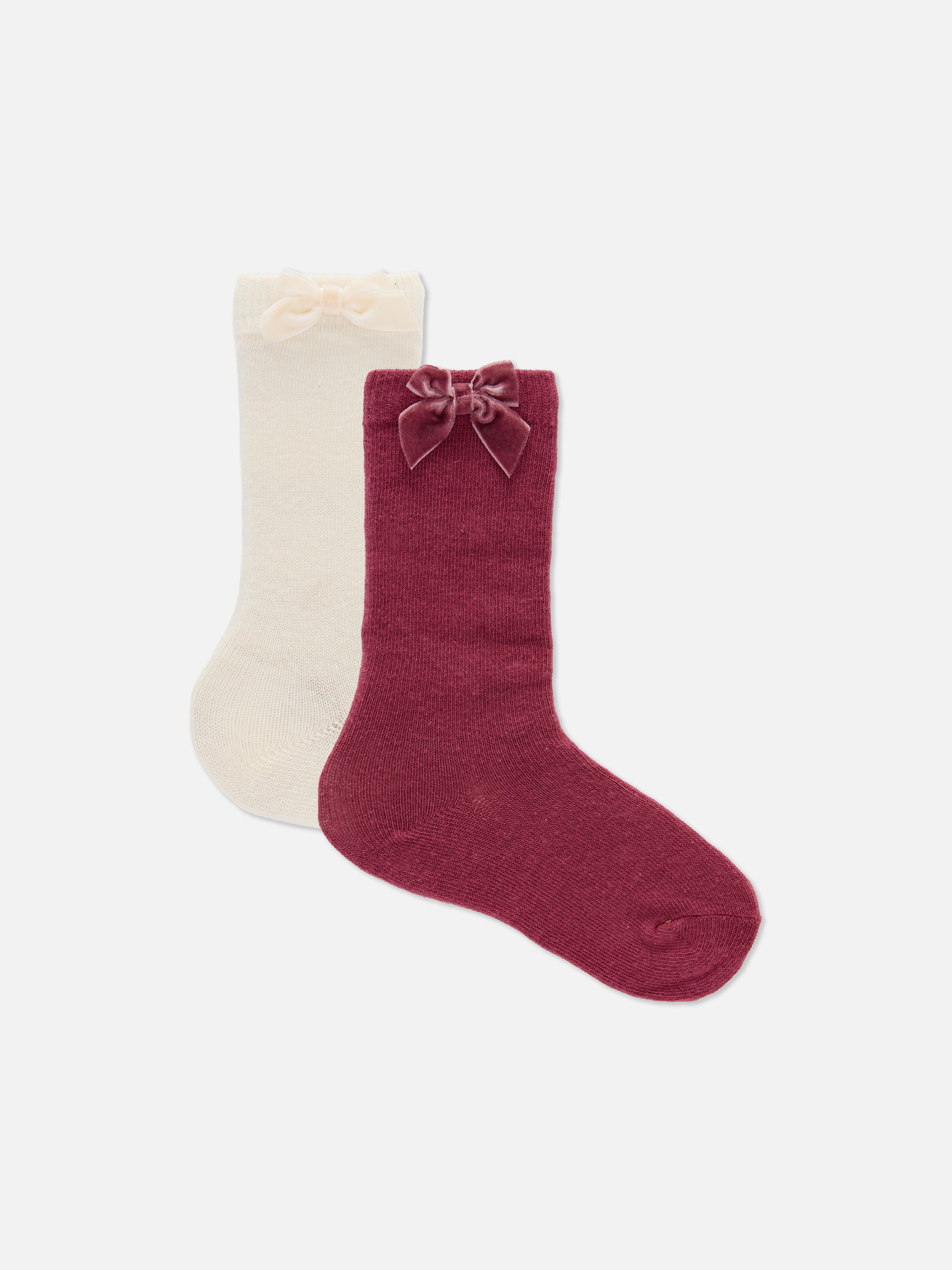 2pk Velvet Bow Knee High Socks
