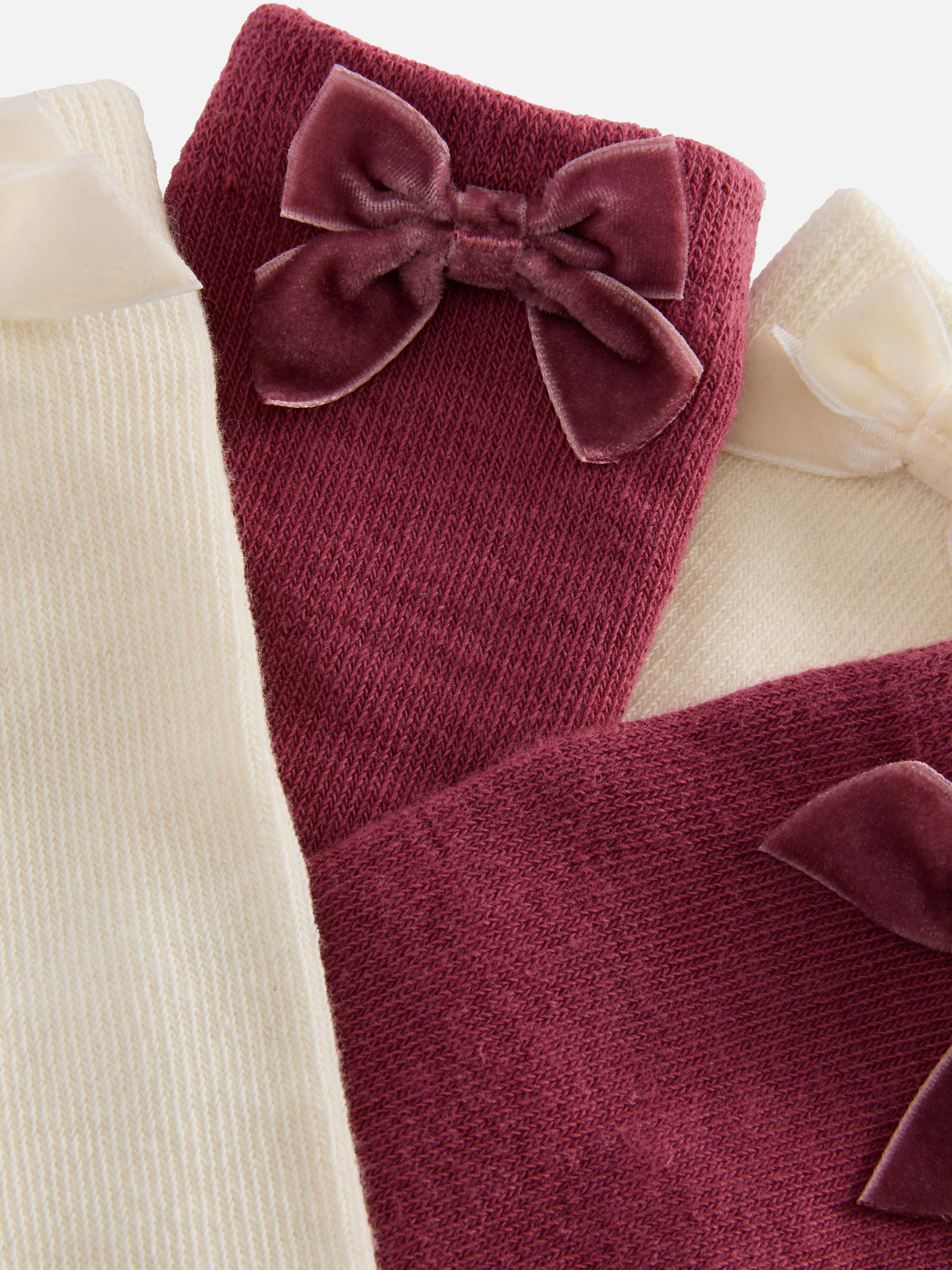 2pk Velvet Bow Knee High Socks