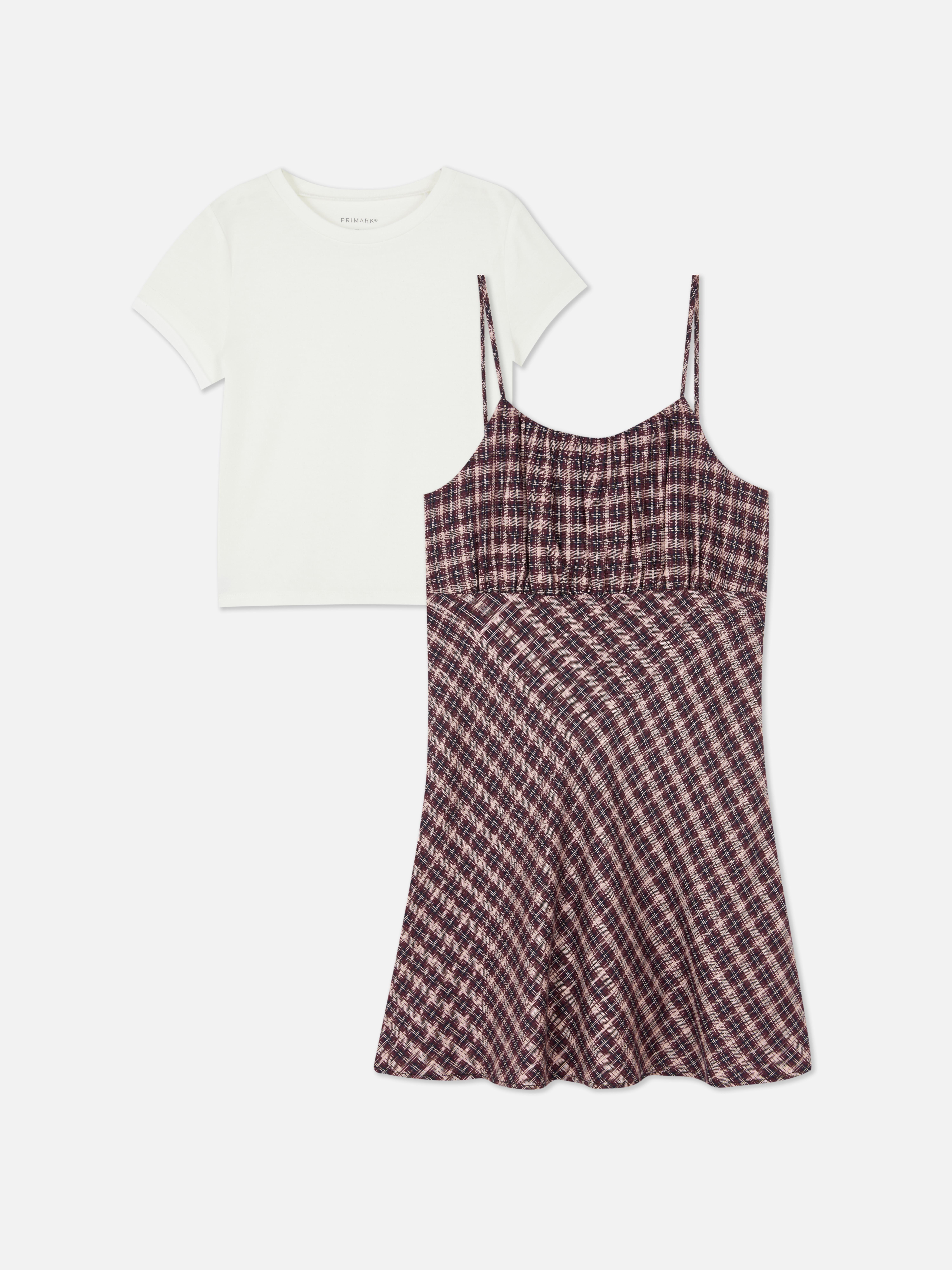 Ensemble t-shirt et robe à carreaux