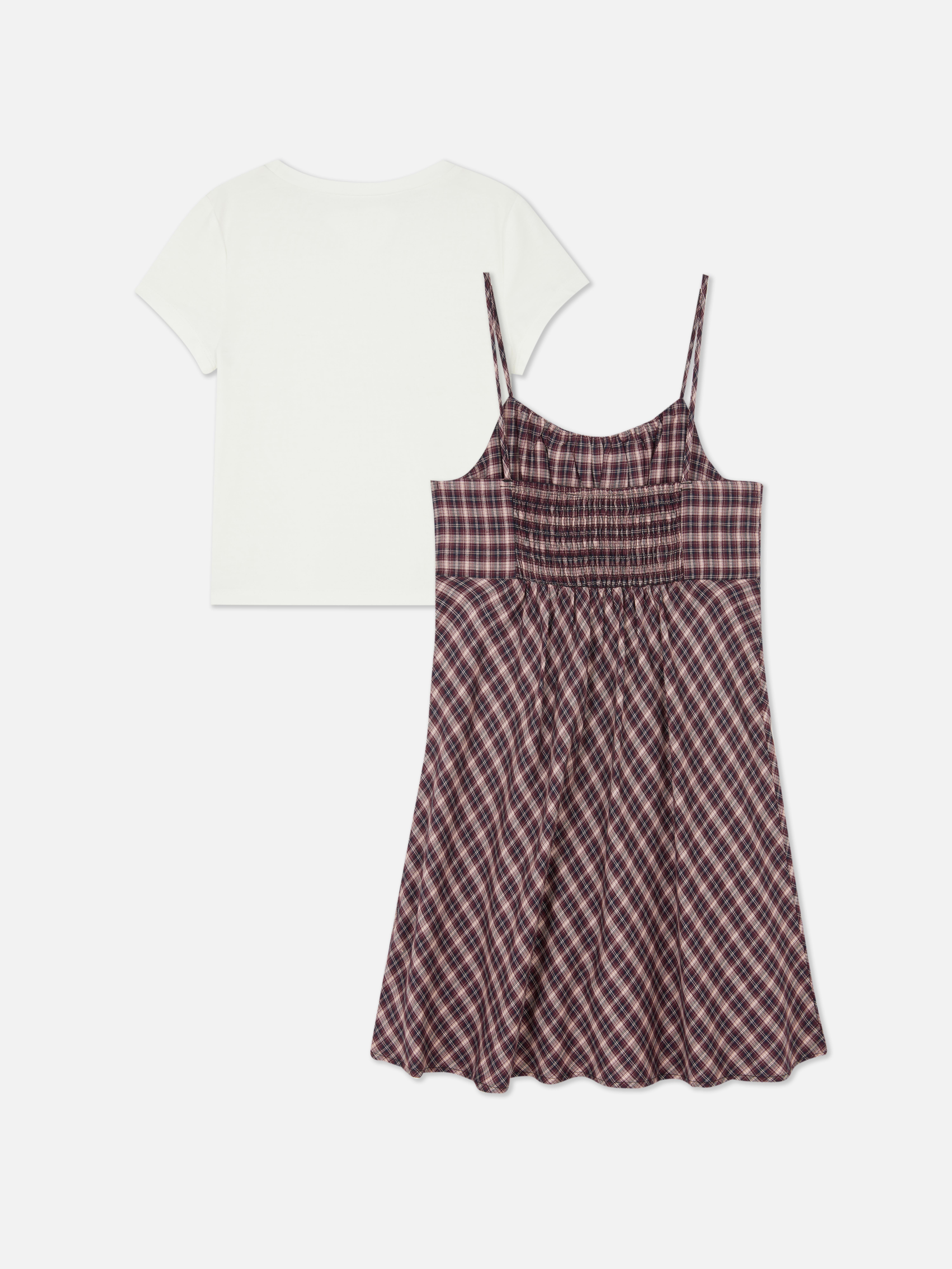T-Shirt and Check Dress Set