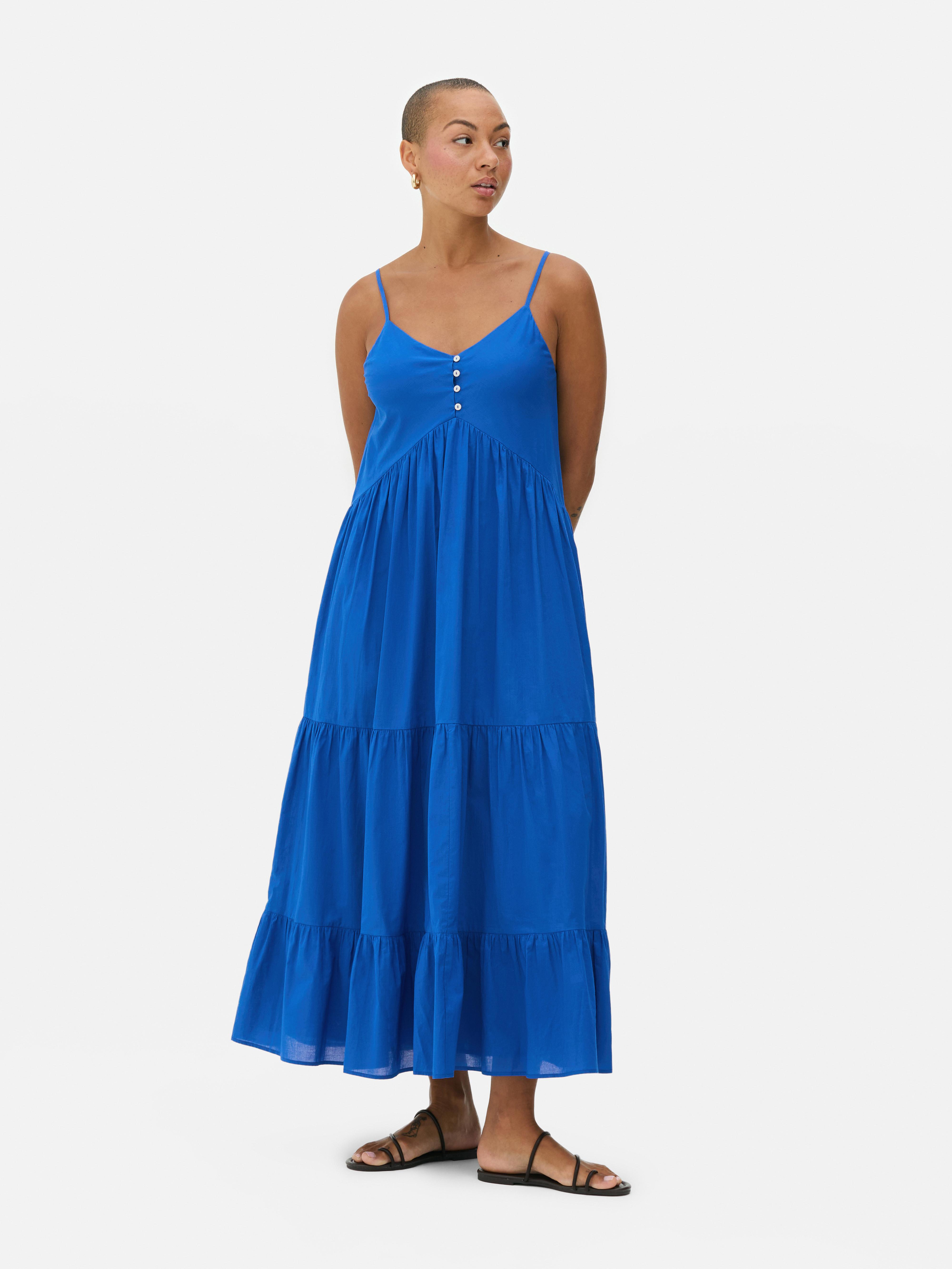 Button Front Strappy Midi Dress