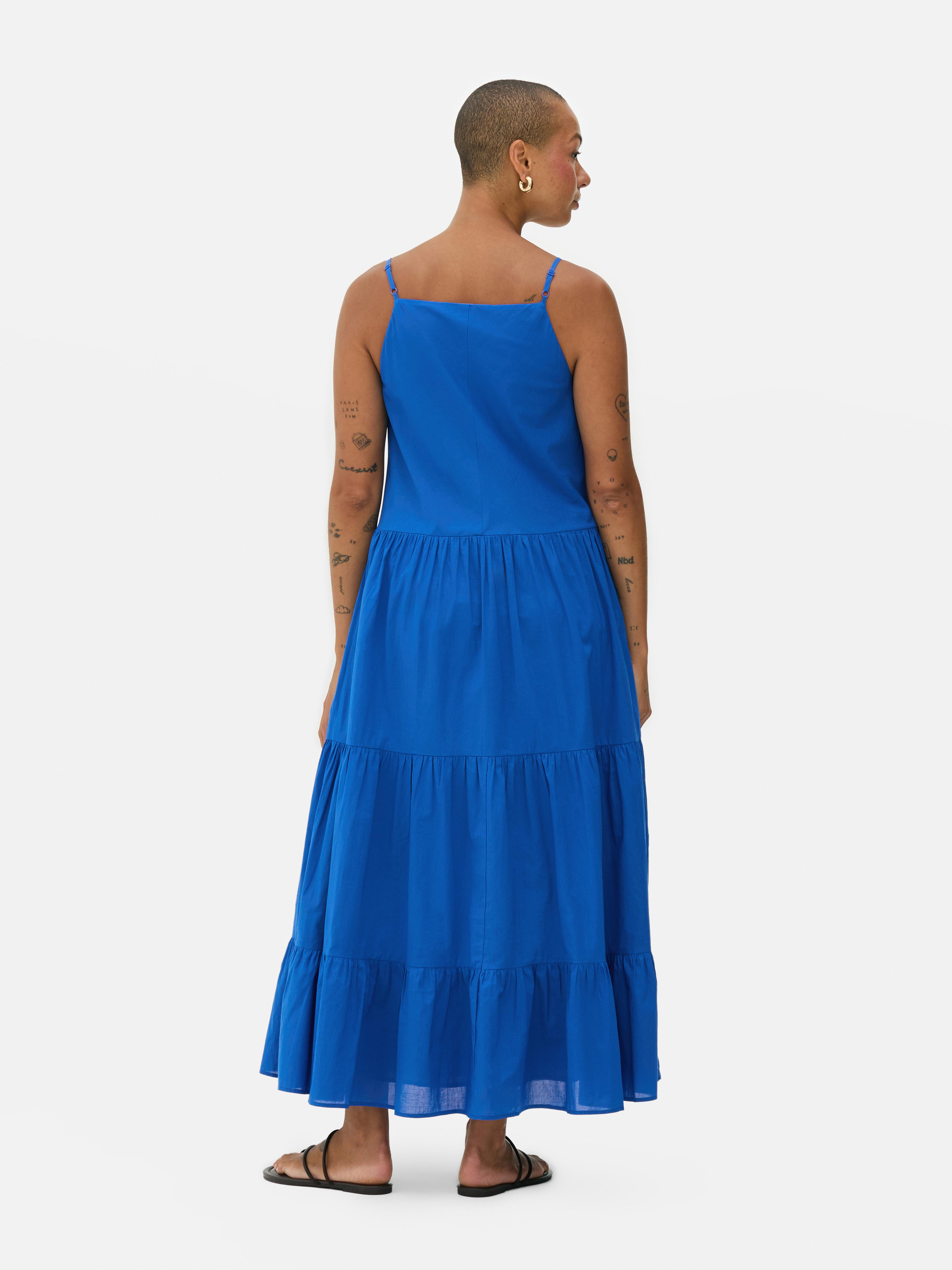 Button Front Strappy Midi Dress