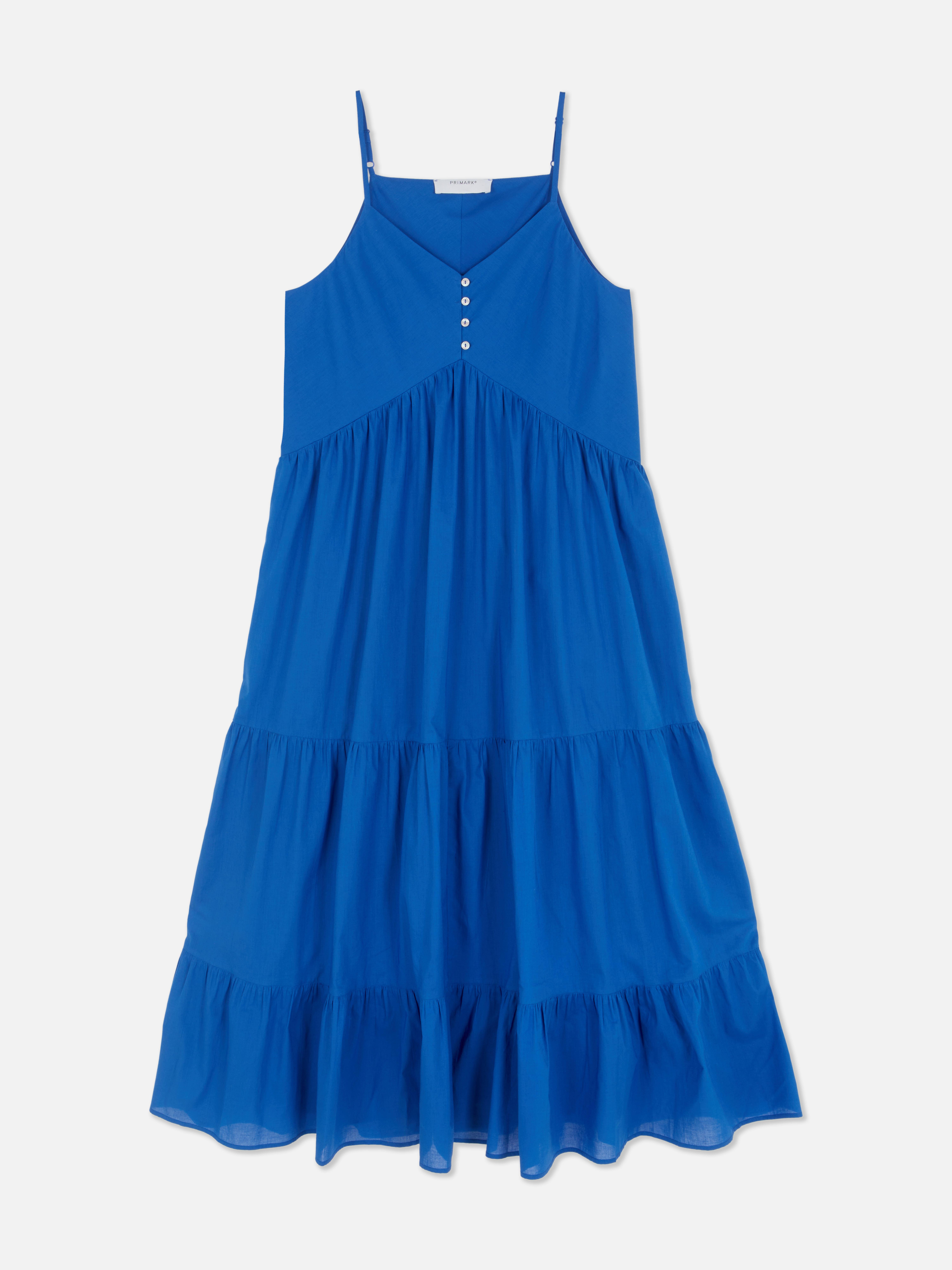 Button Front Strappy Midi Dress