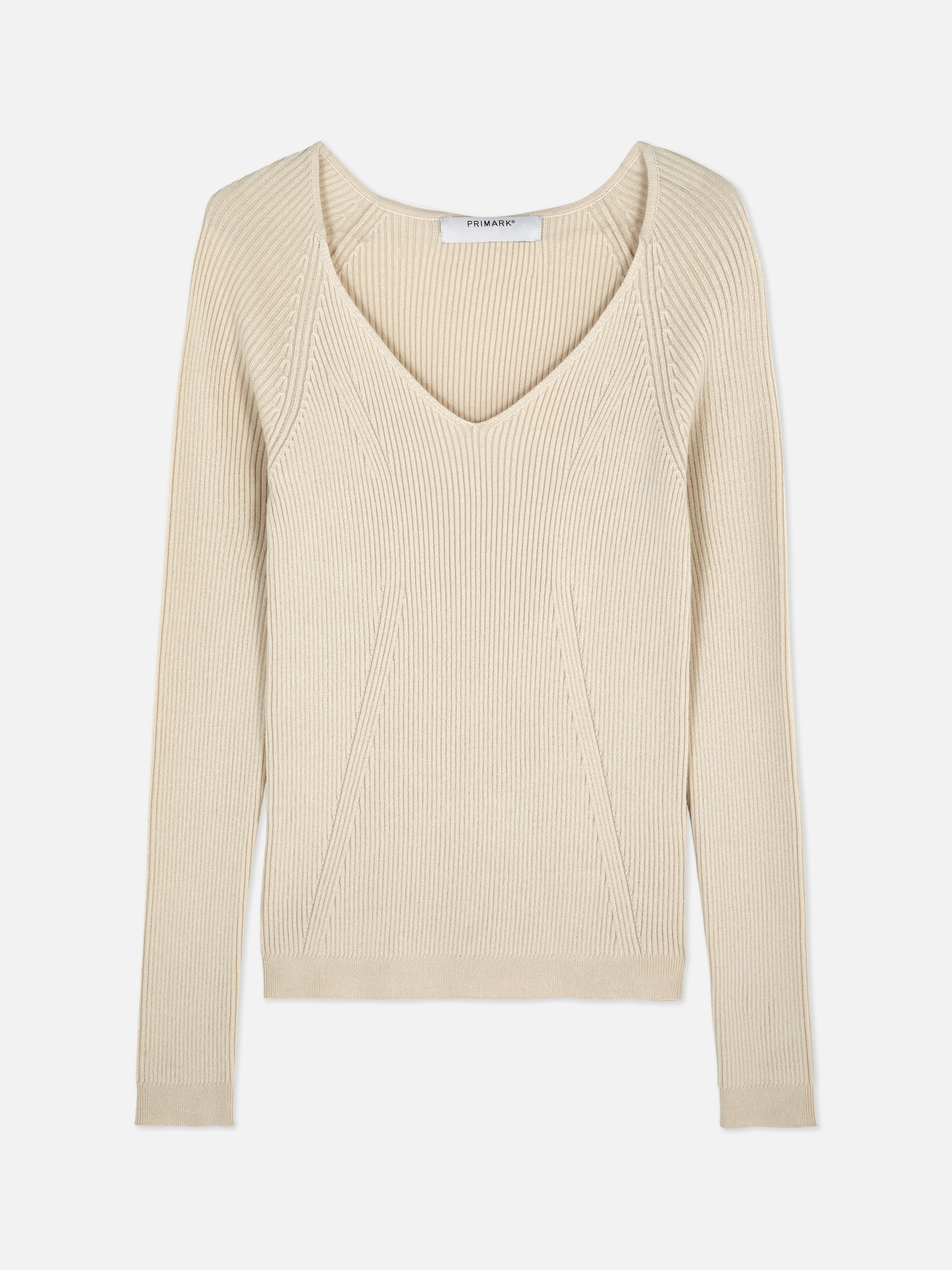 Langärmeliger, gerippter Pullover