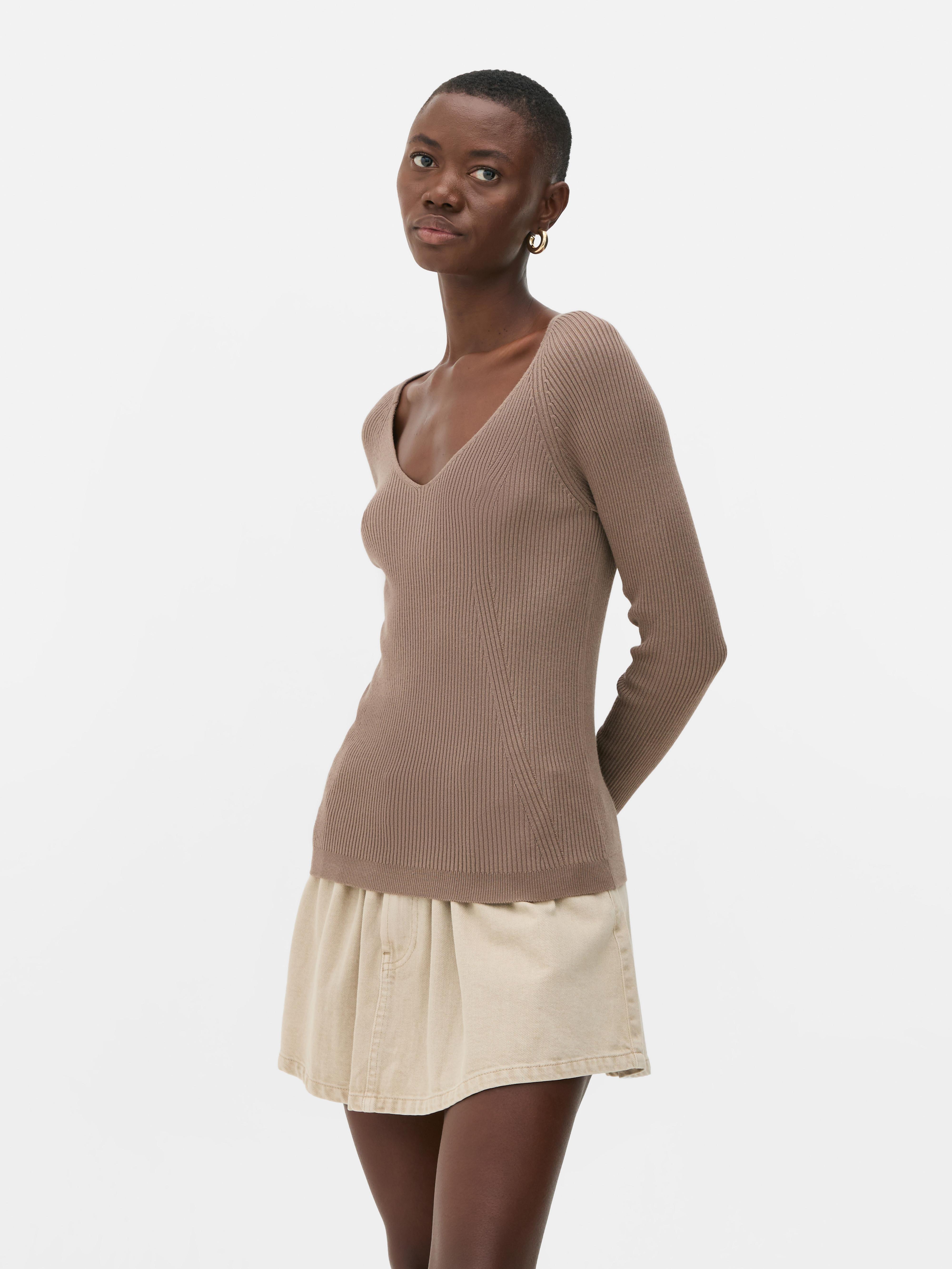 Long Sleeve Ribbed Sweater Stone