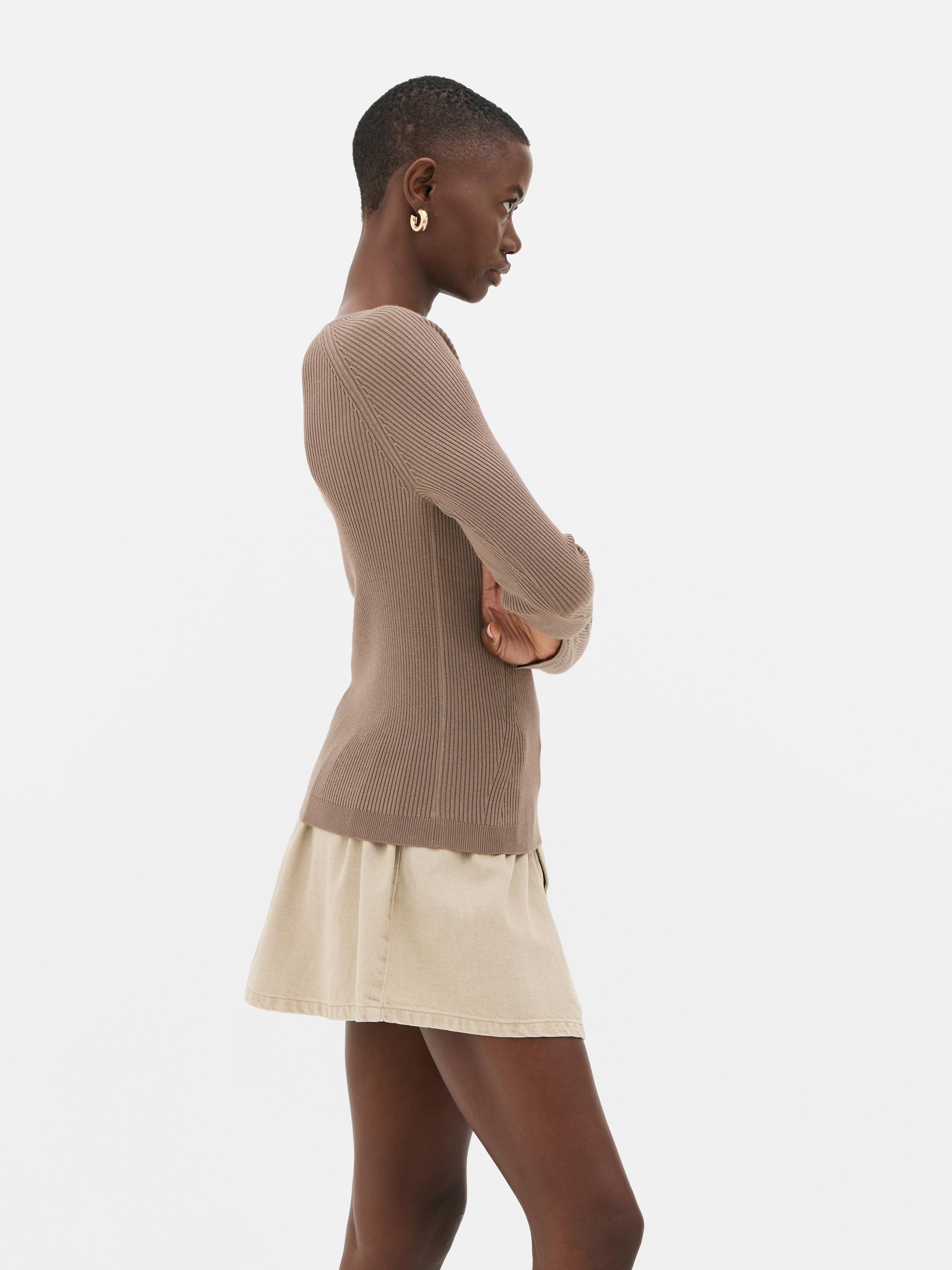 Maglione a maniche lunghe a coste