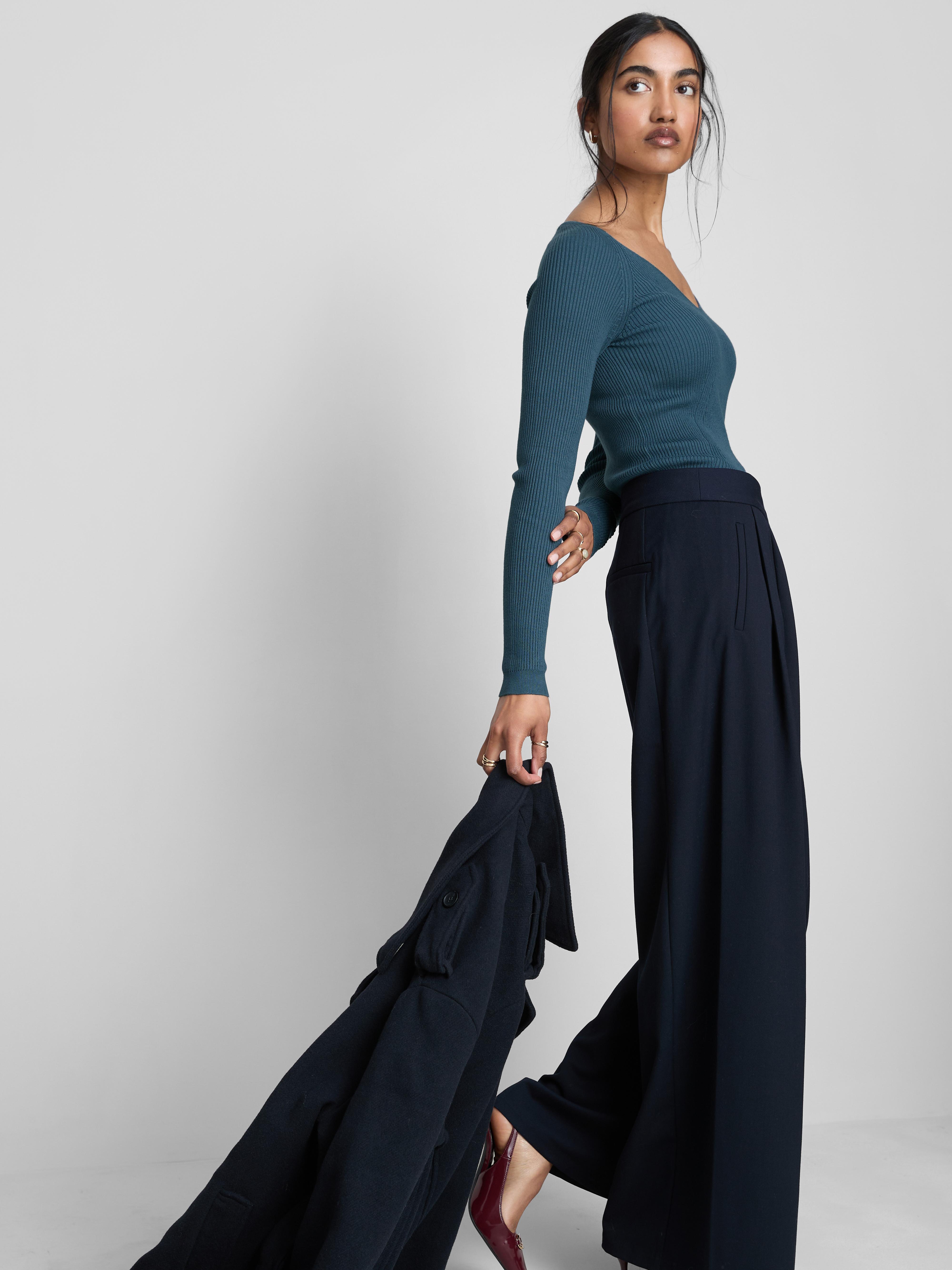 Pull côtelé à manches longues