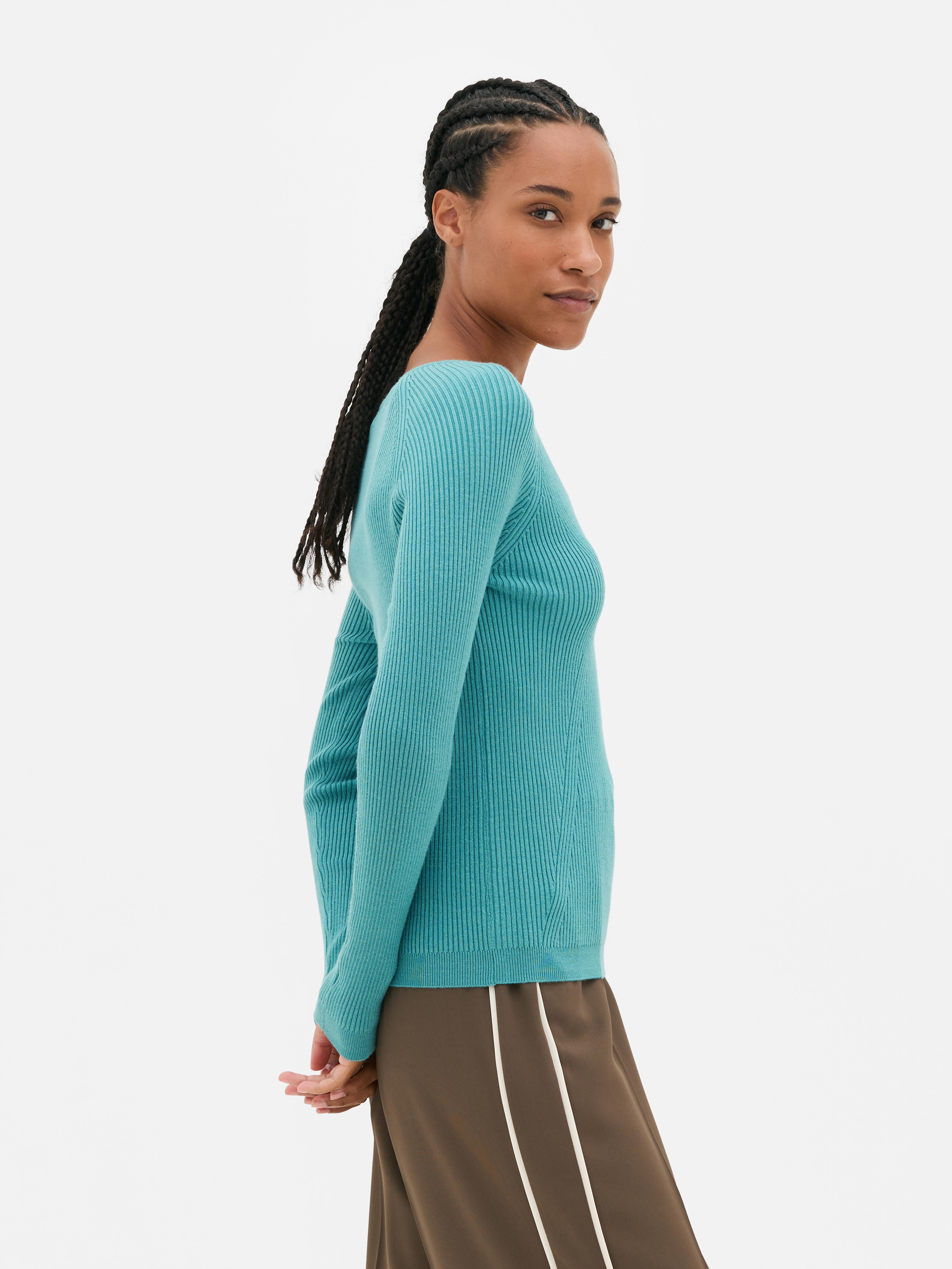 Langärmeliger, gerippter Pullover