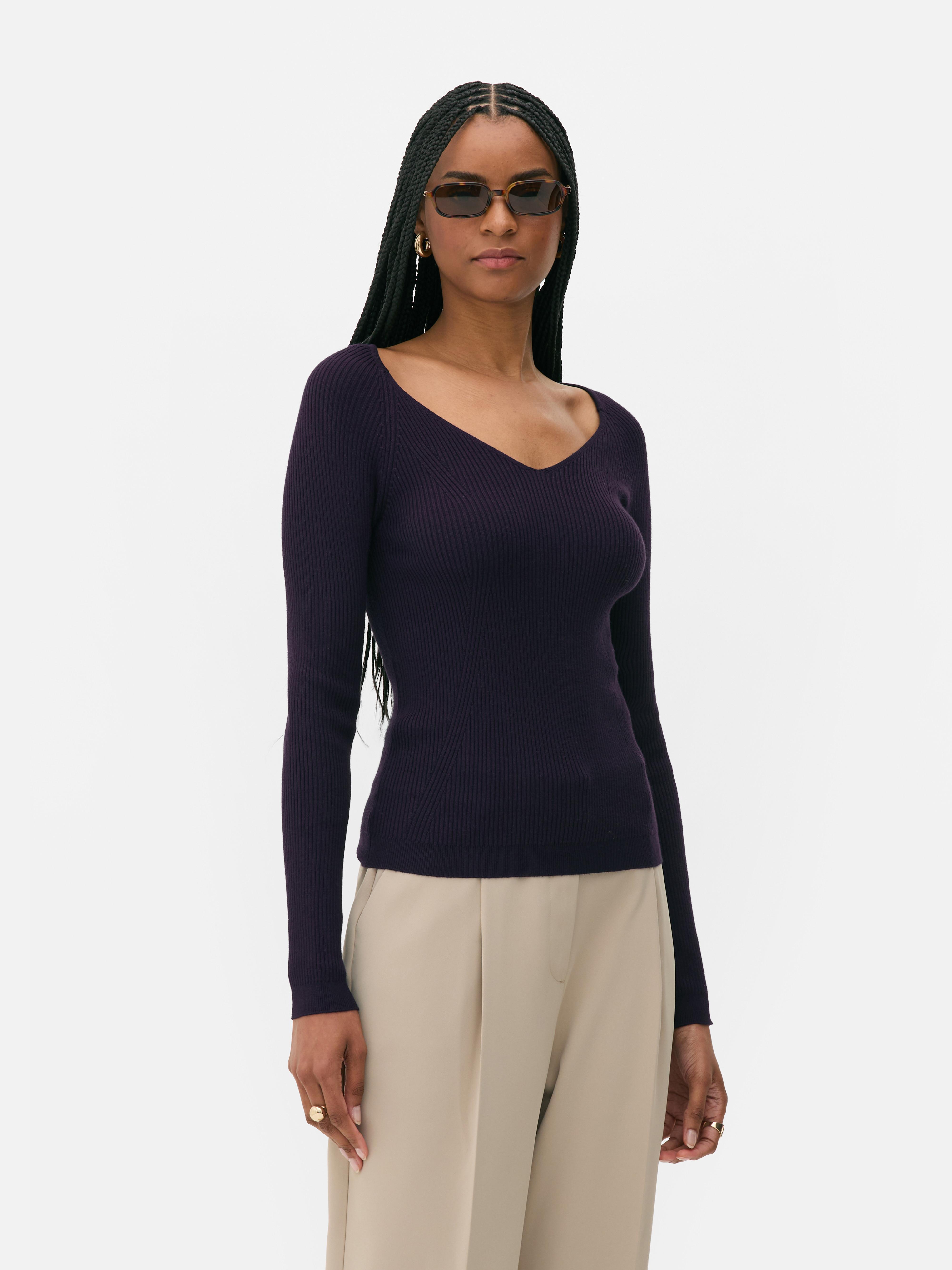 Women's Plum Long Sleeve Ribbed Sweater | Primark